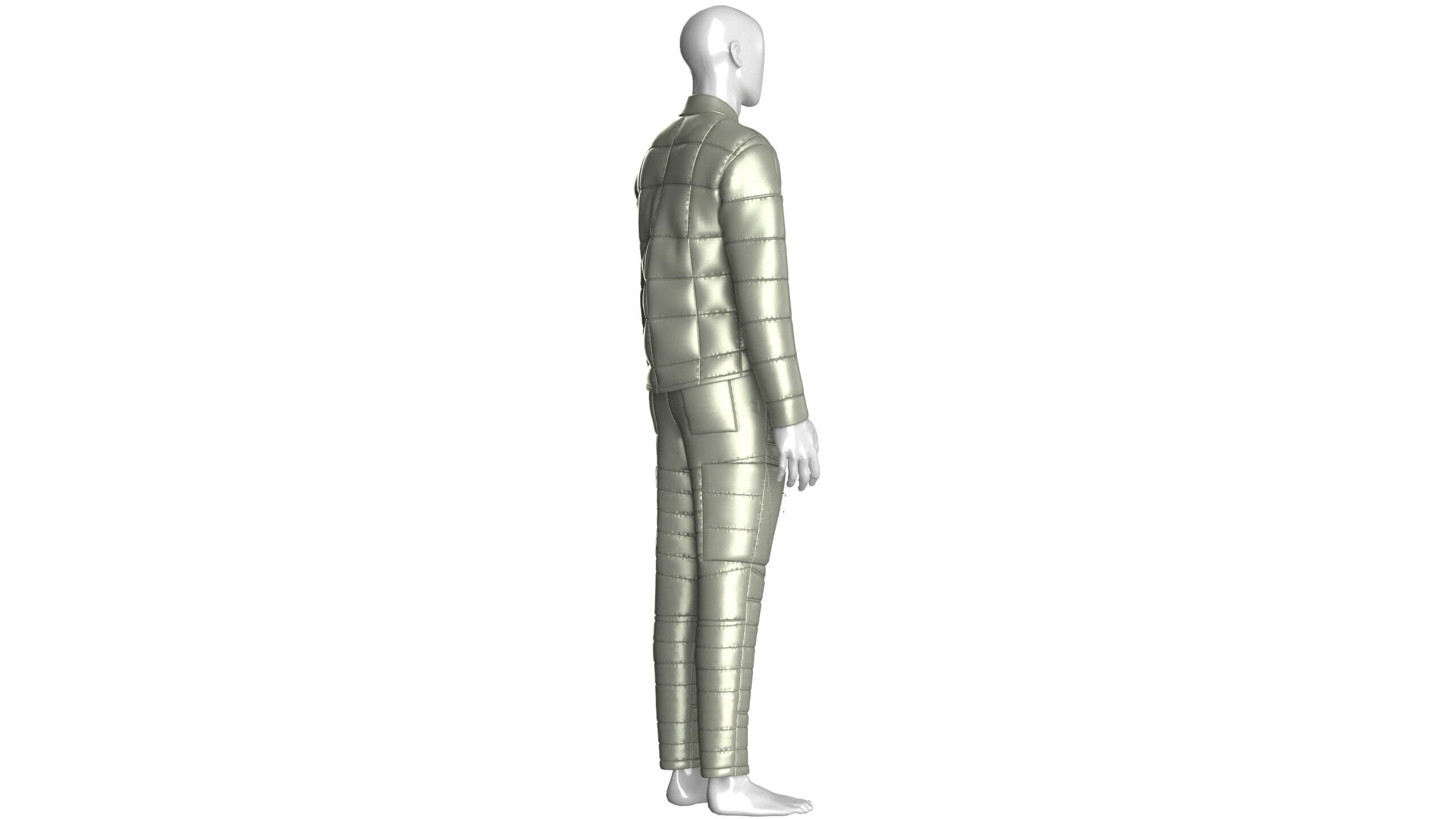 Men Puffer Jacket with Pant-Outfit V2 3D Model