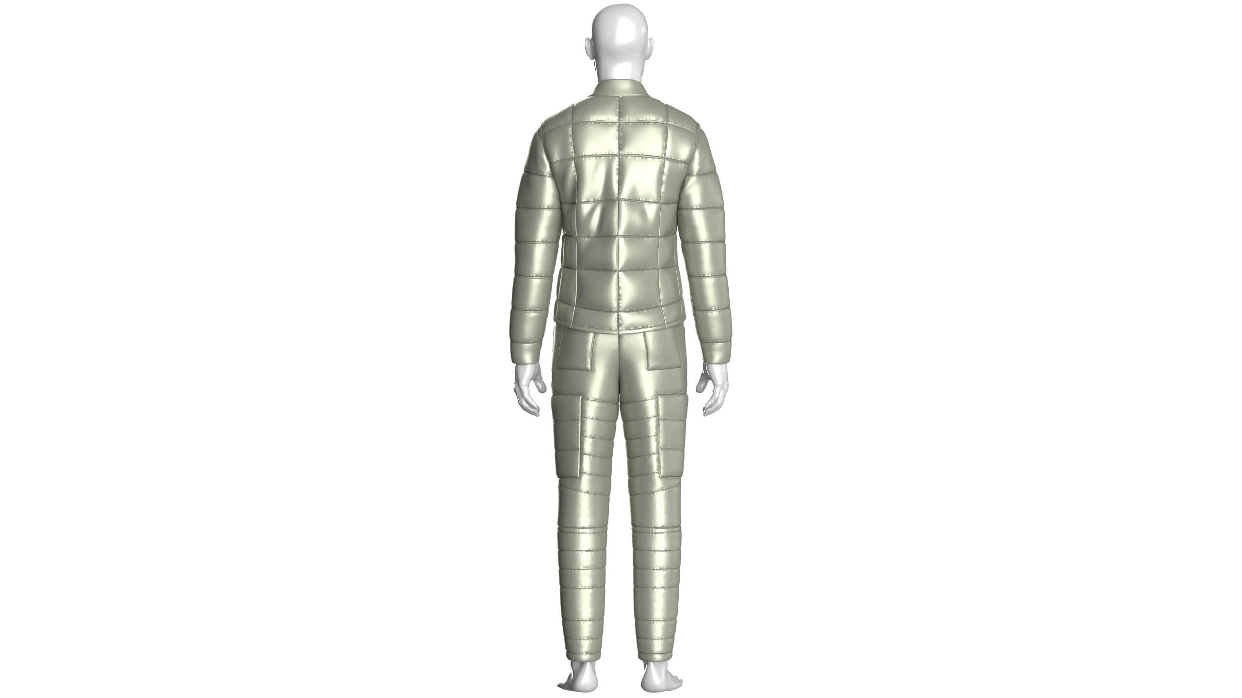 Men Puffer Jacket with Pant-Outfit V2 3D Model