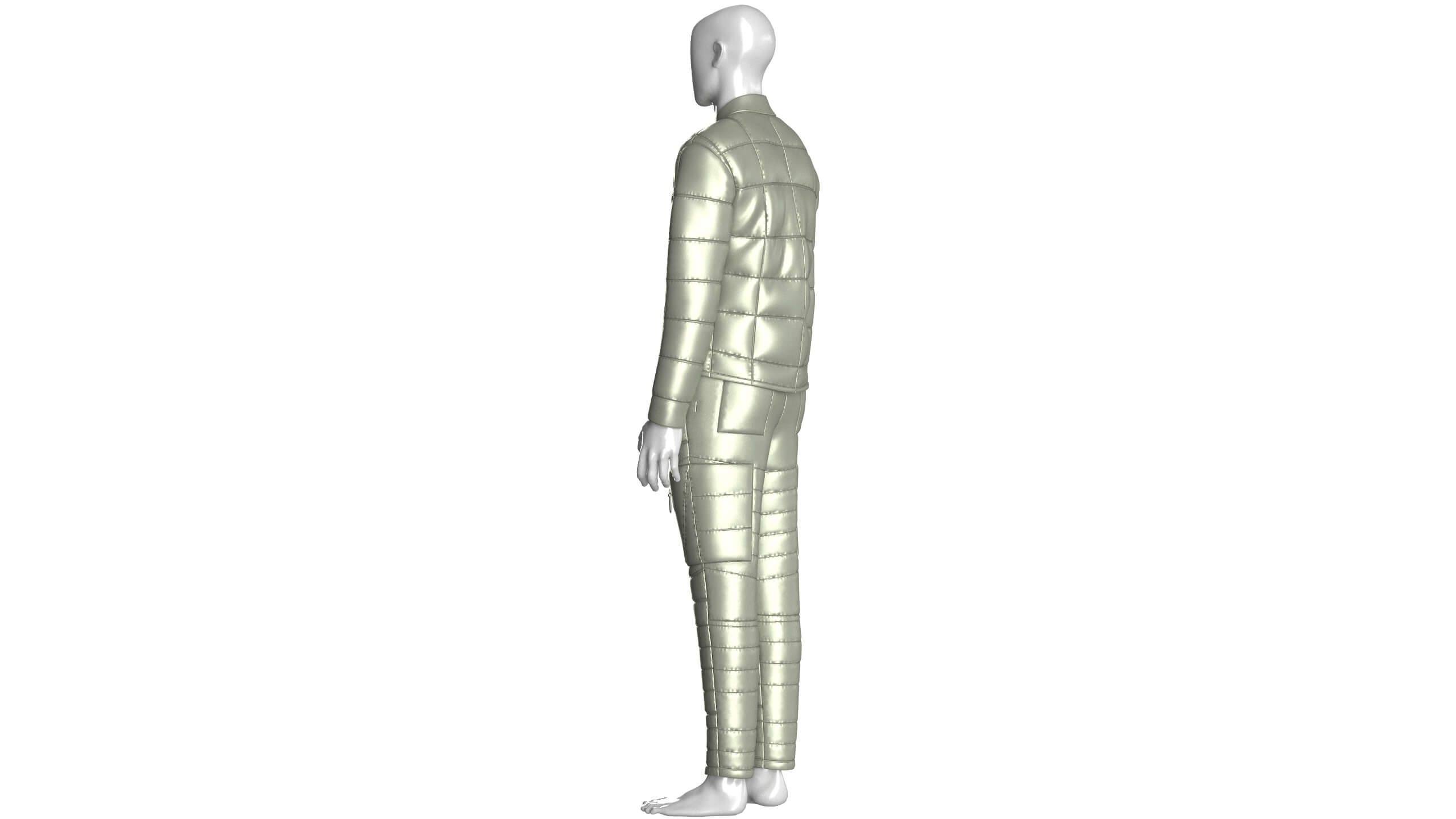 Men Puffer Jacket with Pant-Outfit V2 3D Model