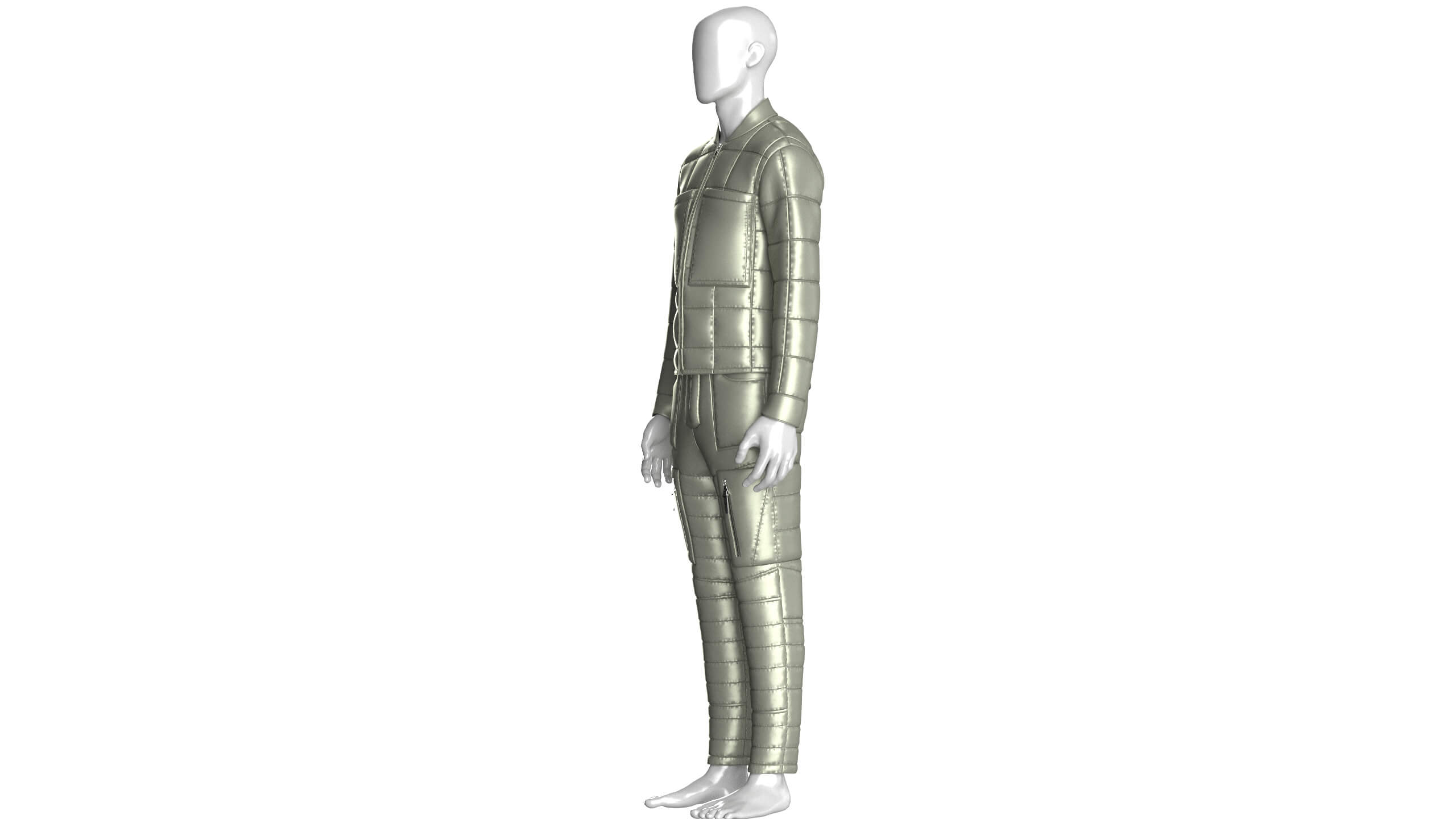 Men Puffer Jacket with Pant-Outfit V2 3D Model