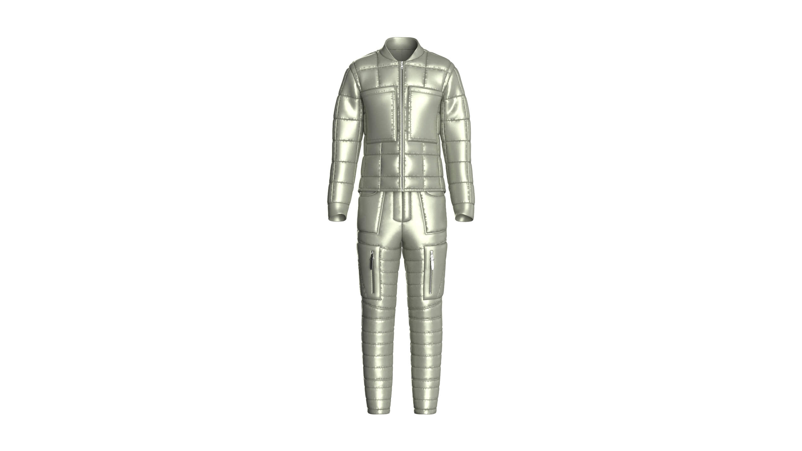 Men Puffer Jacket with Pant-Outfit V2 3D Model