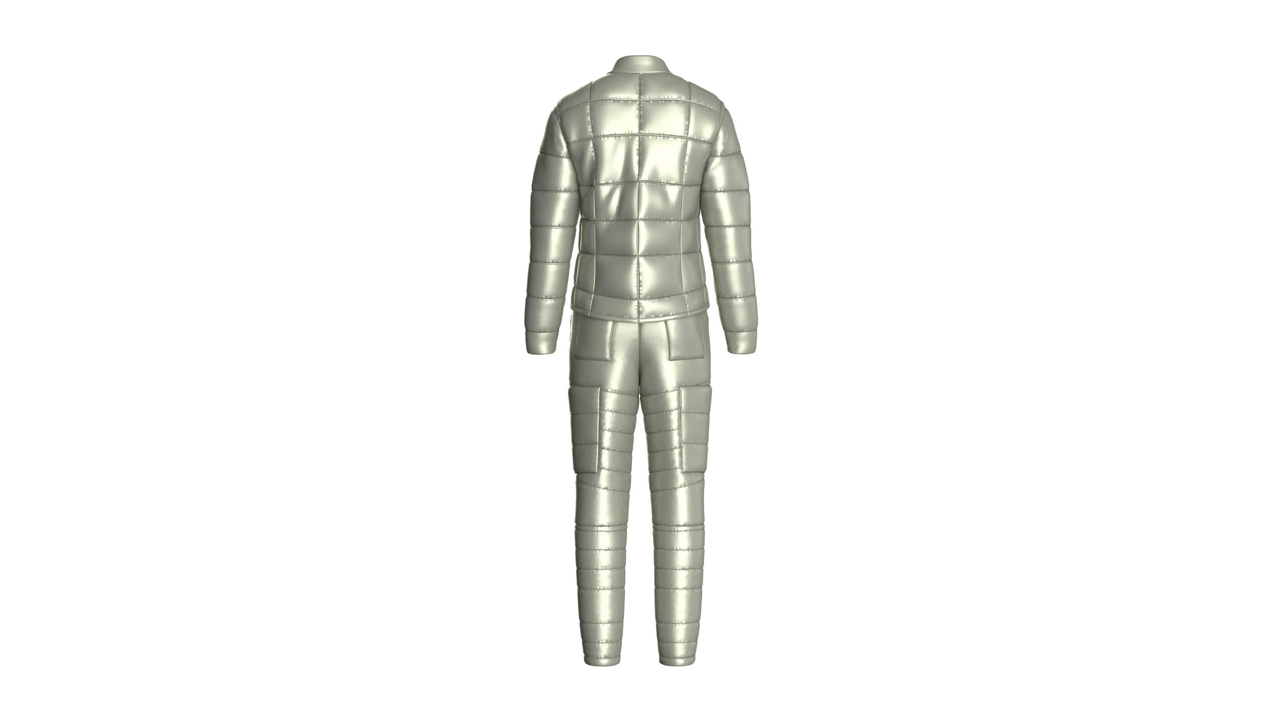 Men Puffer Jacket with Pant-Outfit V2 3D Model
