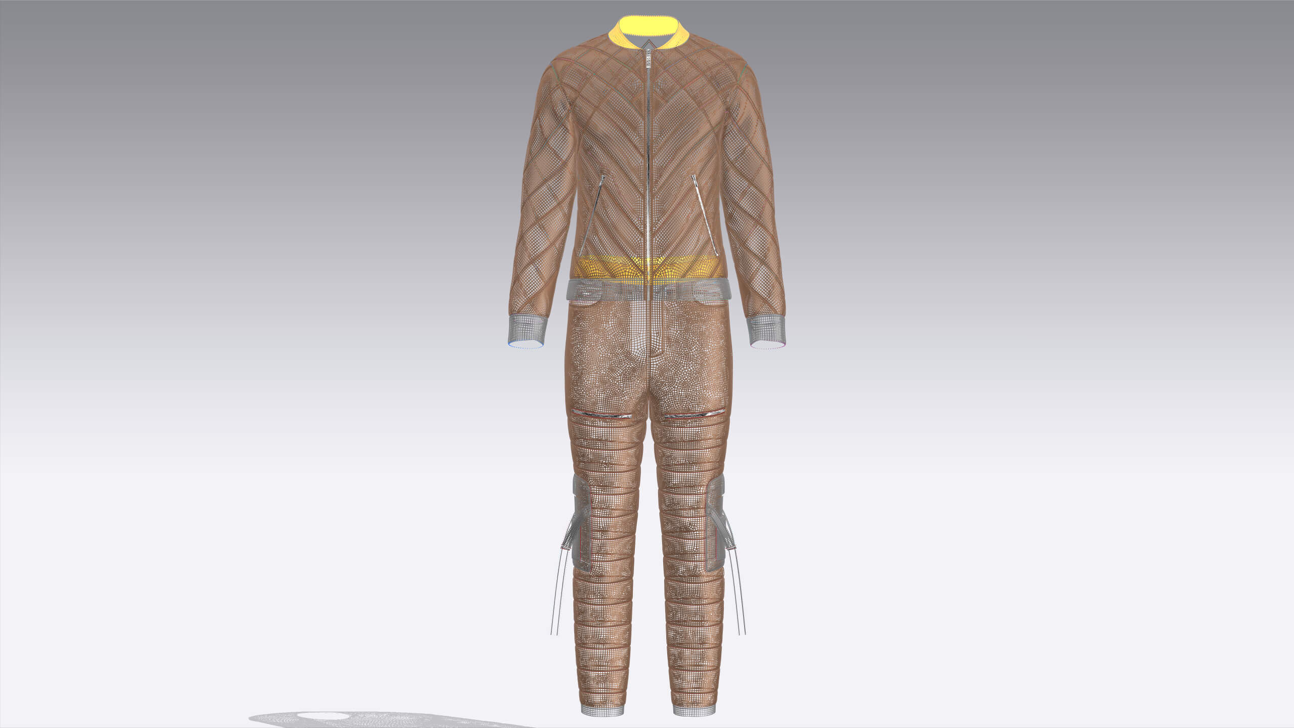 Men Puffer Jacket with Pant Outfit 3D Model
