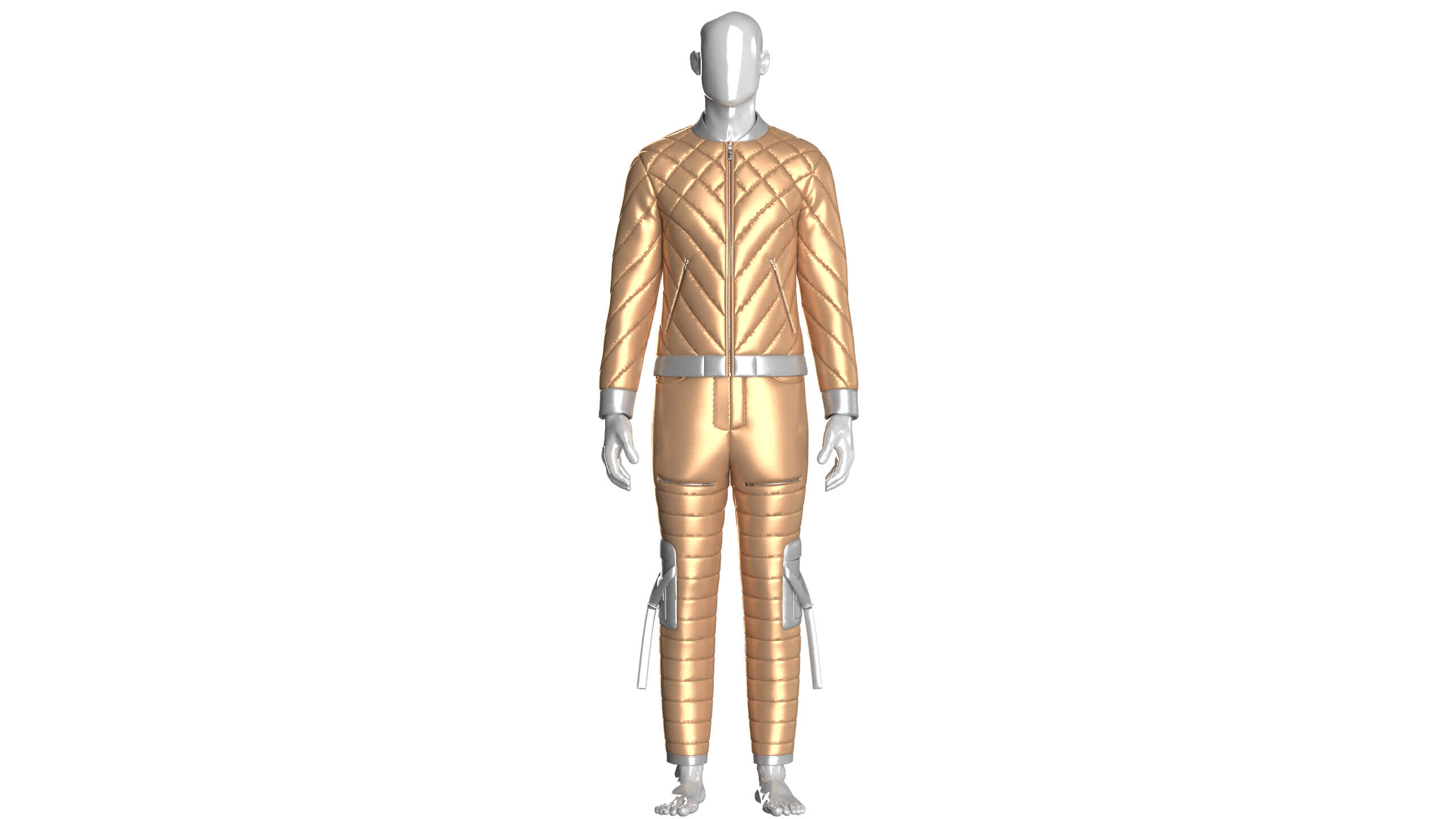 Men Puffer Jacket with Pant Outfit 3D Model
