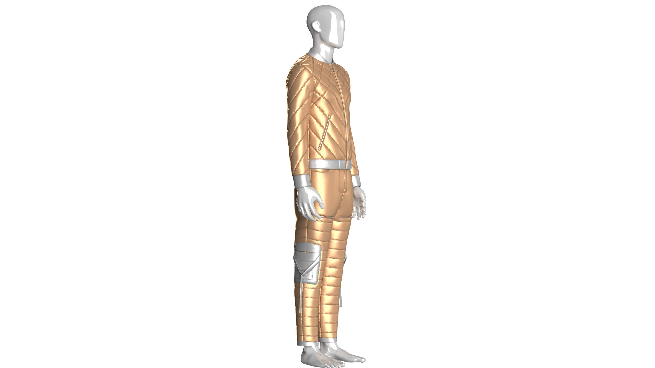 Men Puffer Jacket with Pant Outfit 3D Model