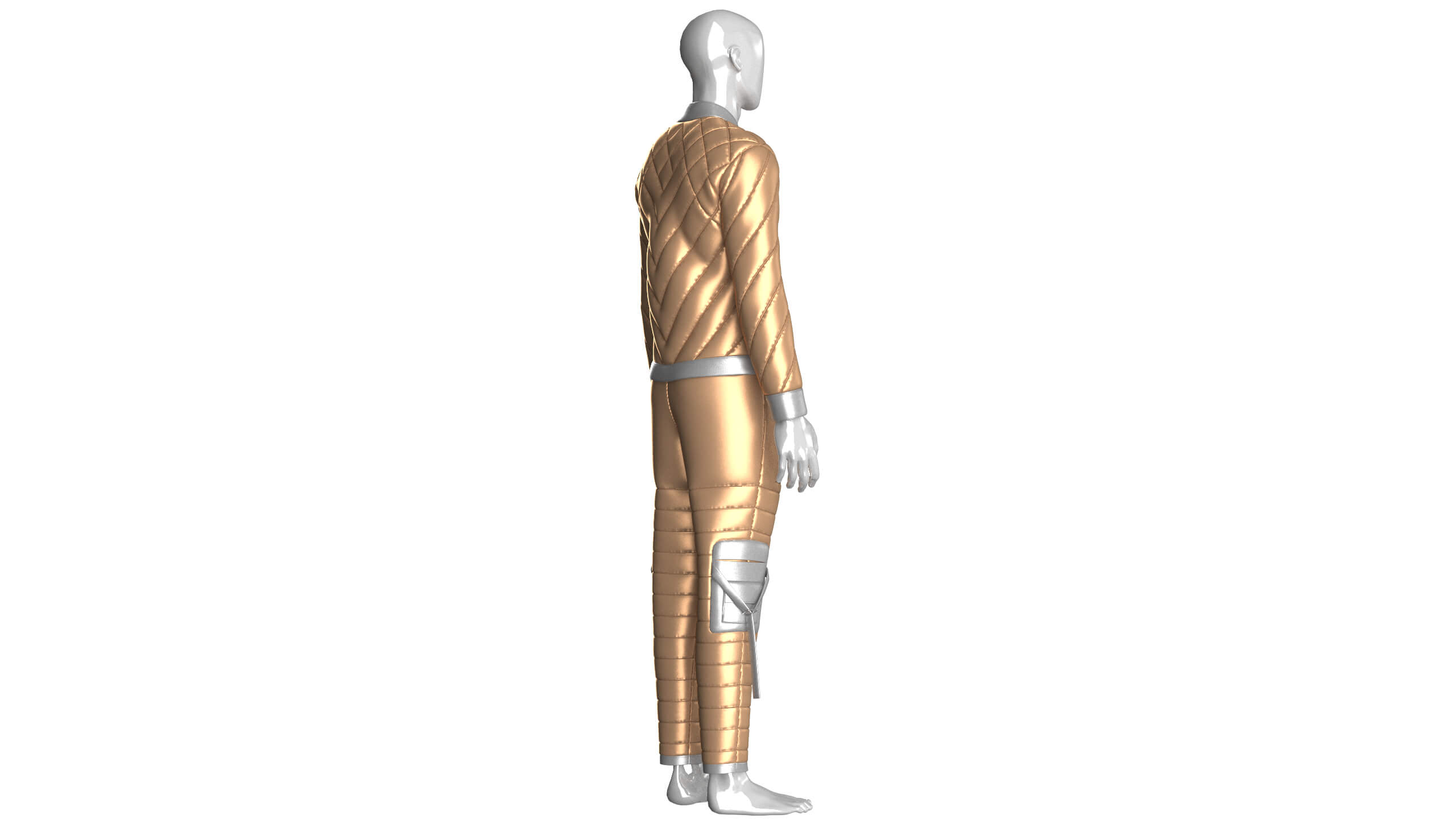 Men Puffer Jacket with Pant Outfit 3D Model