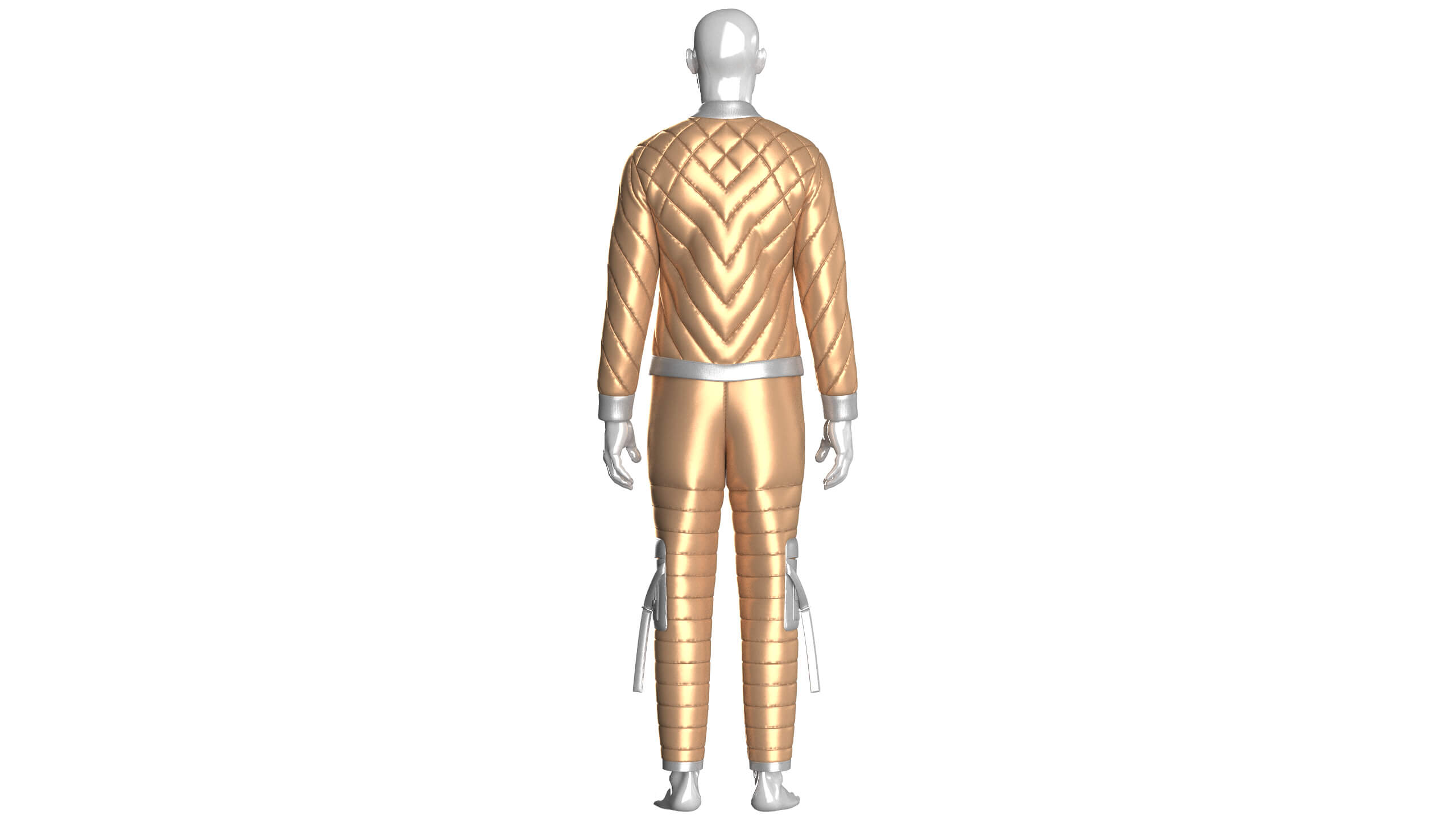 Men Puffer Jacket with Pant Outfit 3D Model