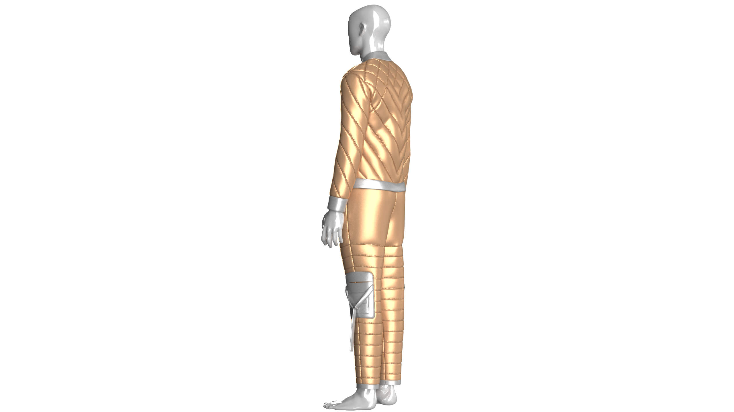 Men Puffer Jacket with Pant Outfit 3D Model