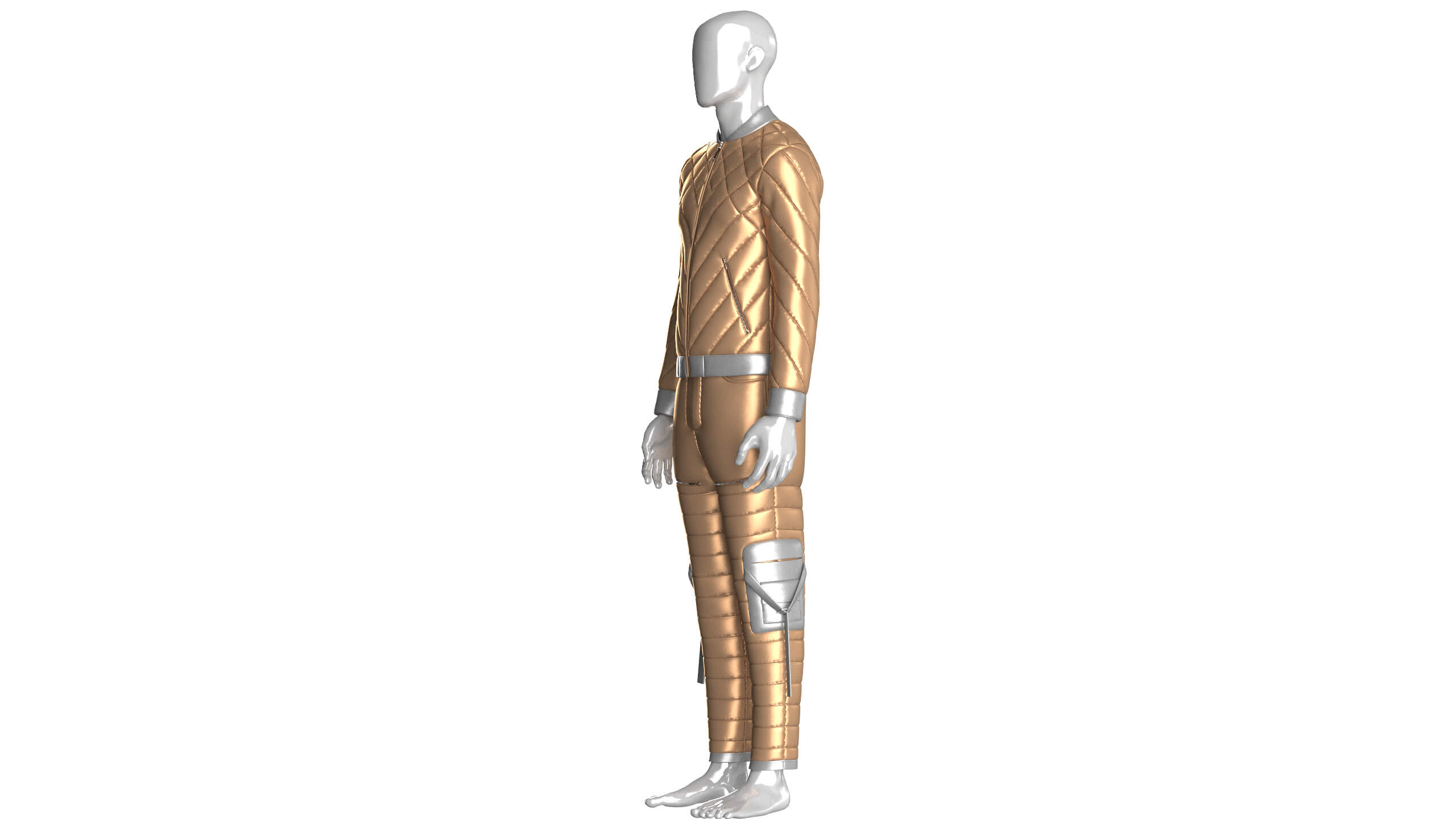 Men Puffer Jacket with Pant Outfit 3D Model