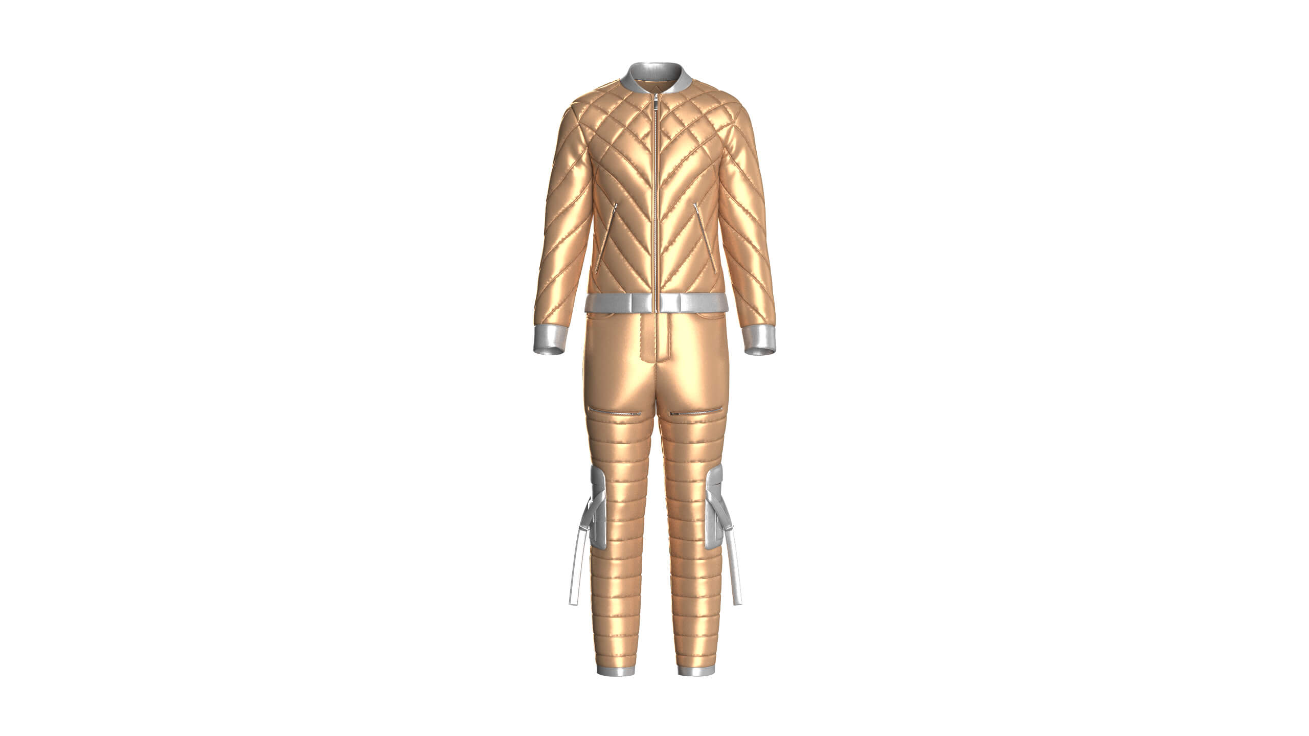 Men Puffer Jacket with Pant Outfit 3D Model