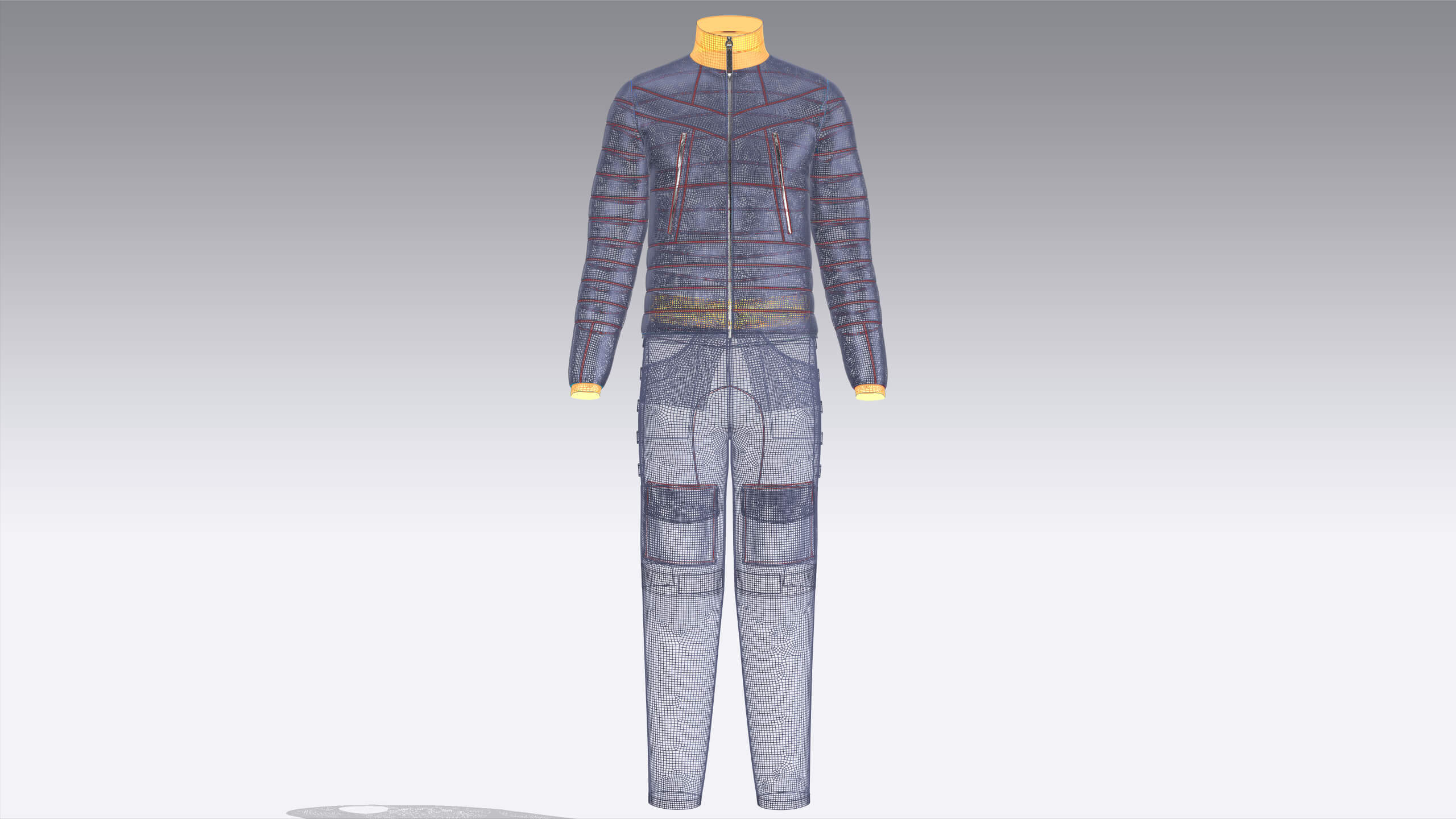 Men Puffer Jacket with Pocket Pant-Outfit V2 3D Model