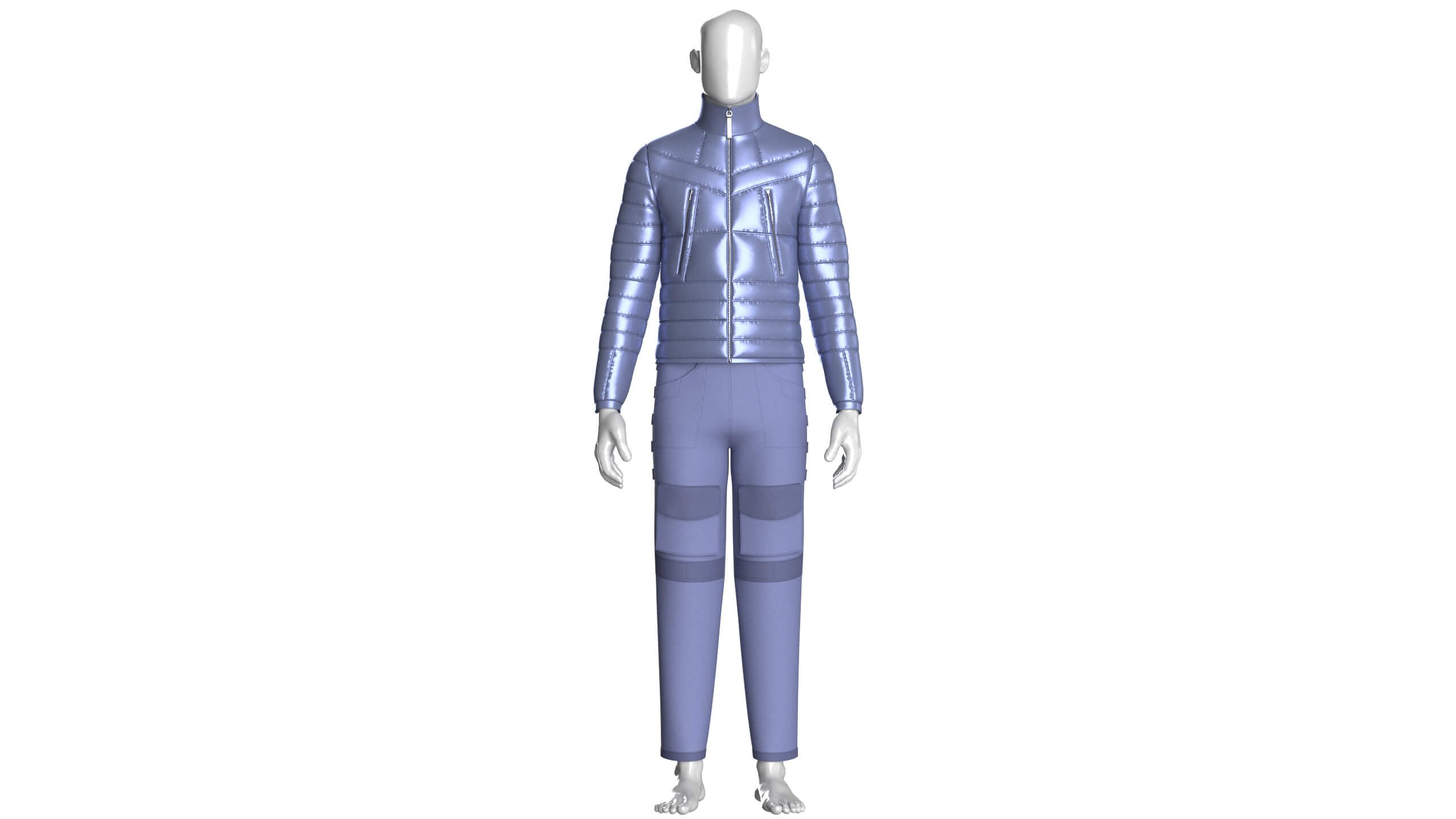 Men Puffer Jacket with Pocket Pant-Outfit V2 3D Model
