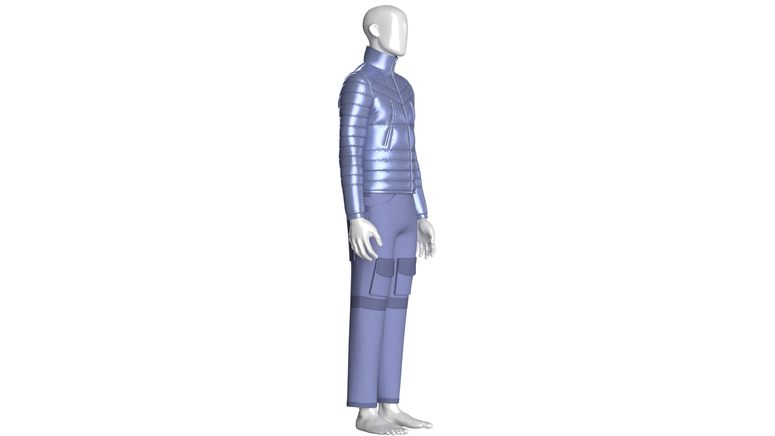 Men Puffer Jacket with Pocket Pant-Outfit V2 3D Model