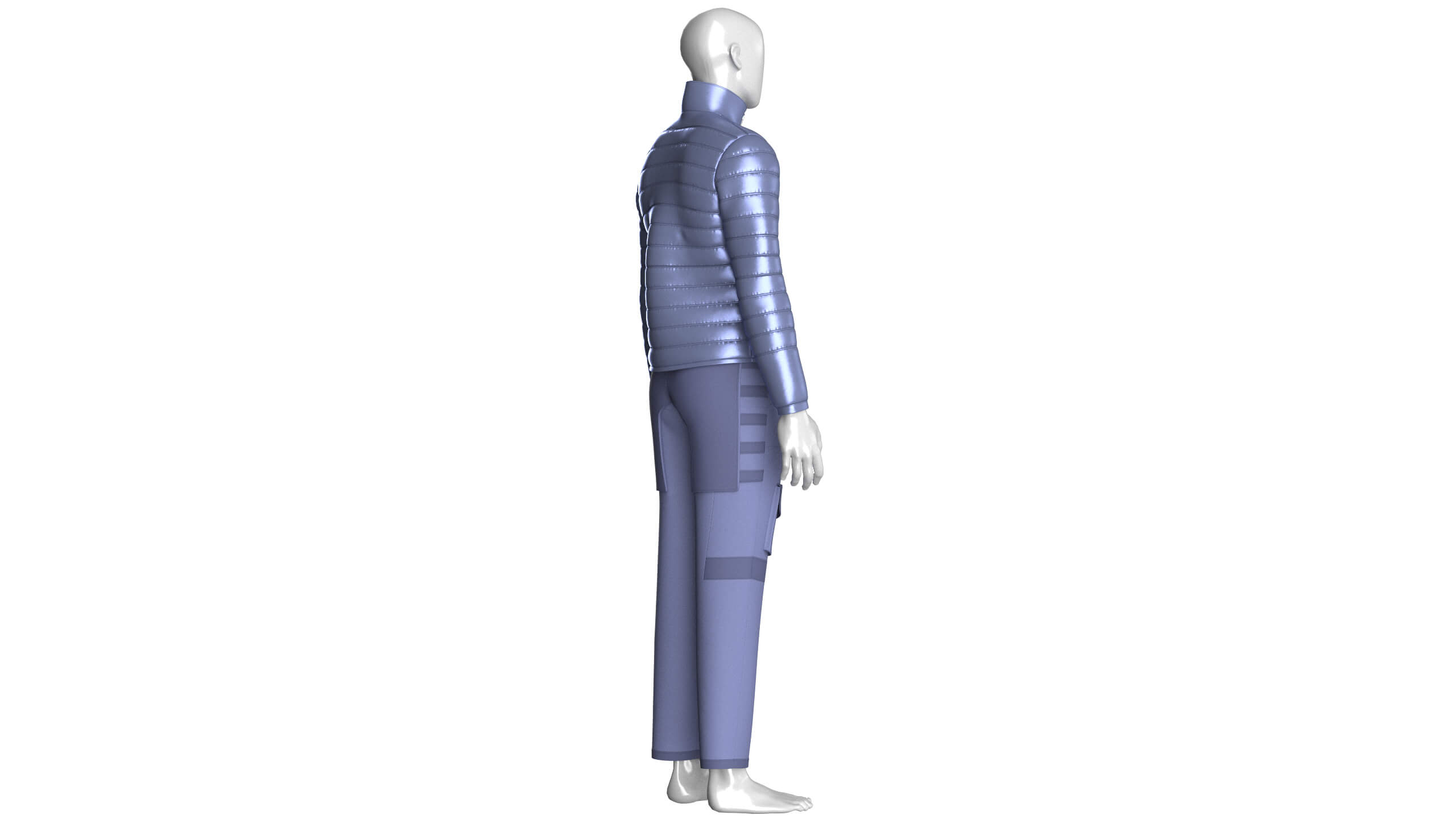 Men Puffer Jacket with Pocket Pant-Outfit V2 3D Model