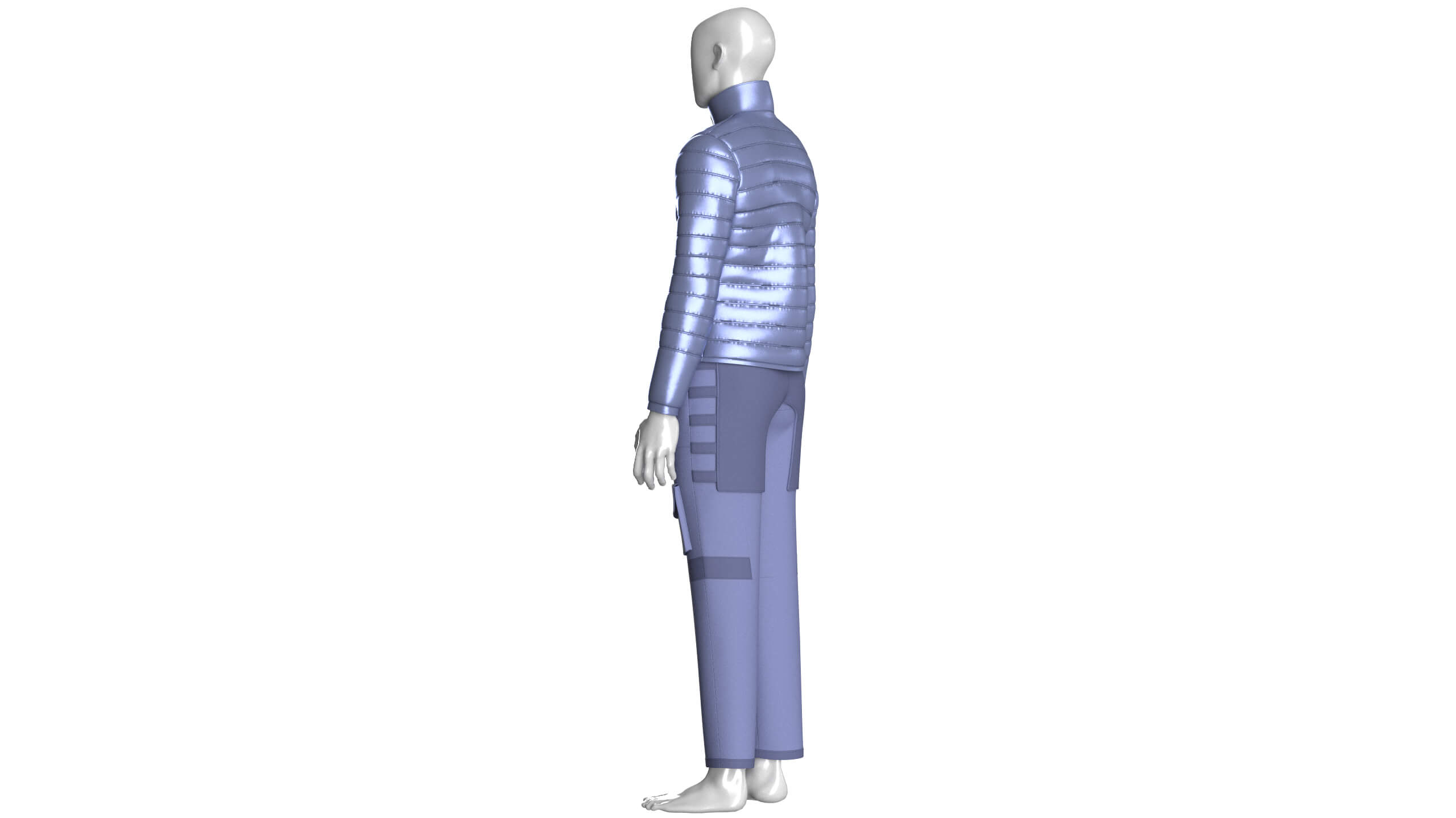 Men Puffer Jacket with Pocket Pant-Outfit V2 3D Model