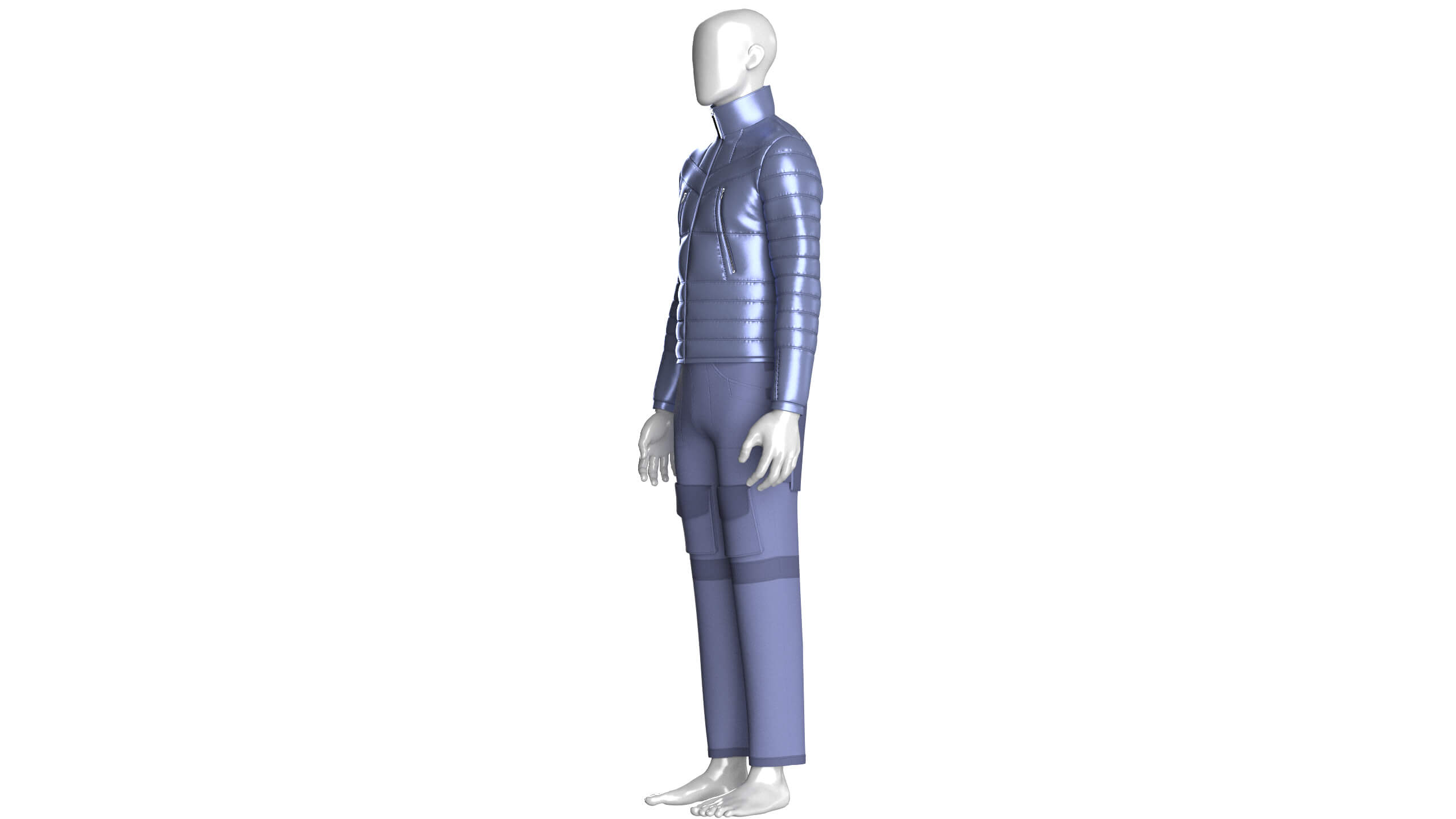 Men Puffer Jacket with Pocket Pant-Outfit V2 3D Model