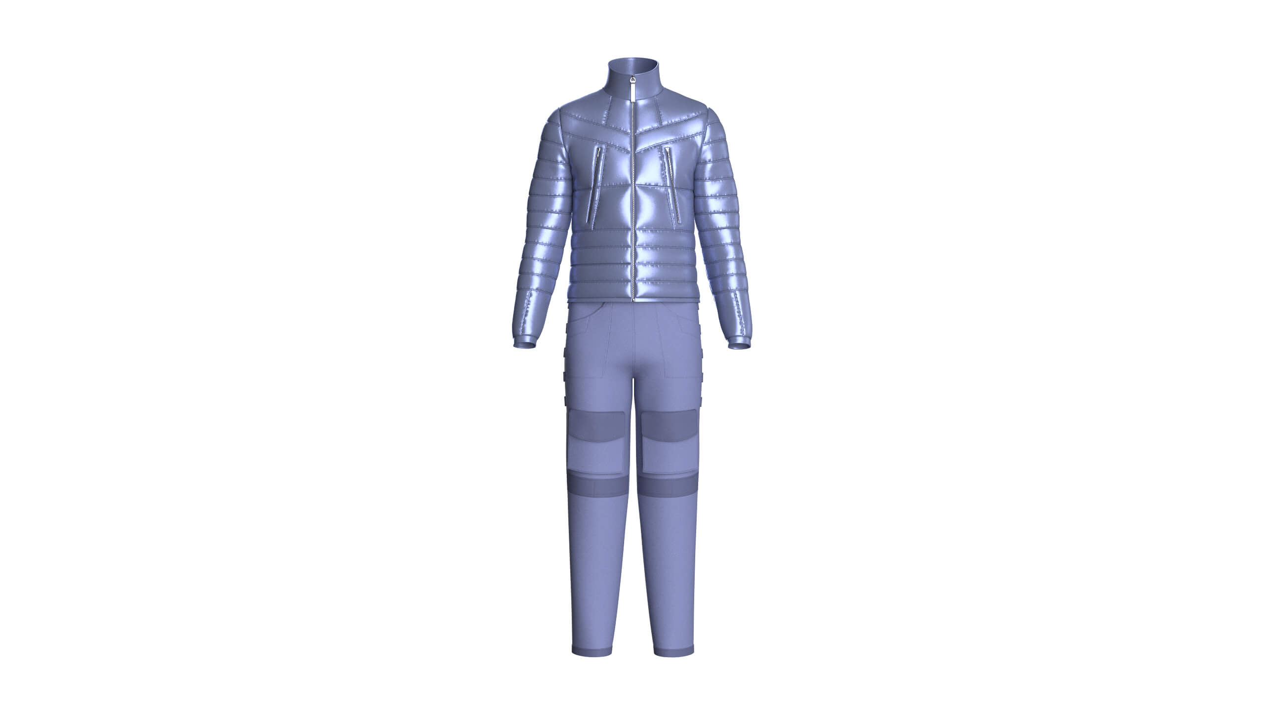 Men Puffer Jacket with Pocket Pant-Outfit V2 3D Model