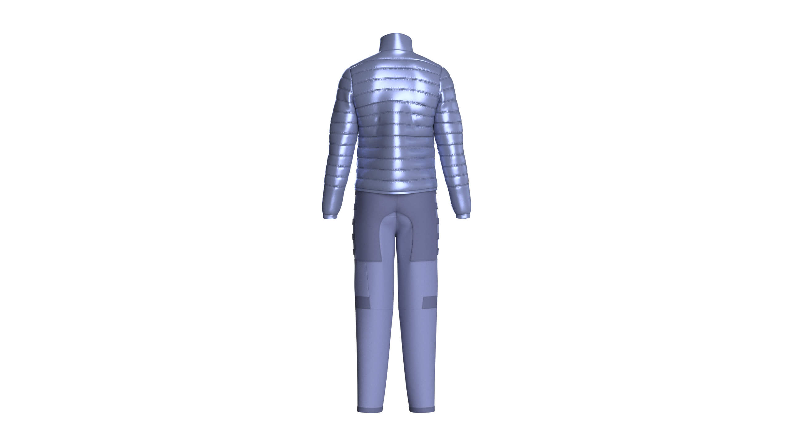 Men Puffer Jacket with Pocket Pant-Outfit V2 3D Model