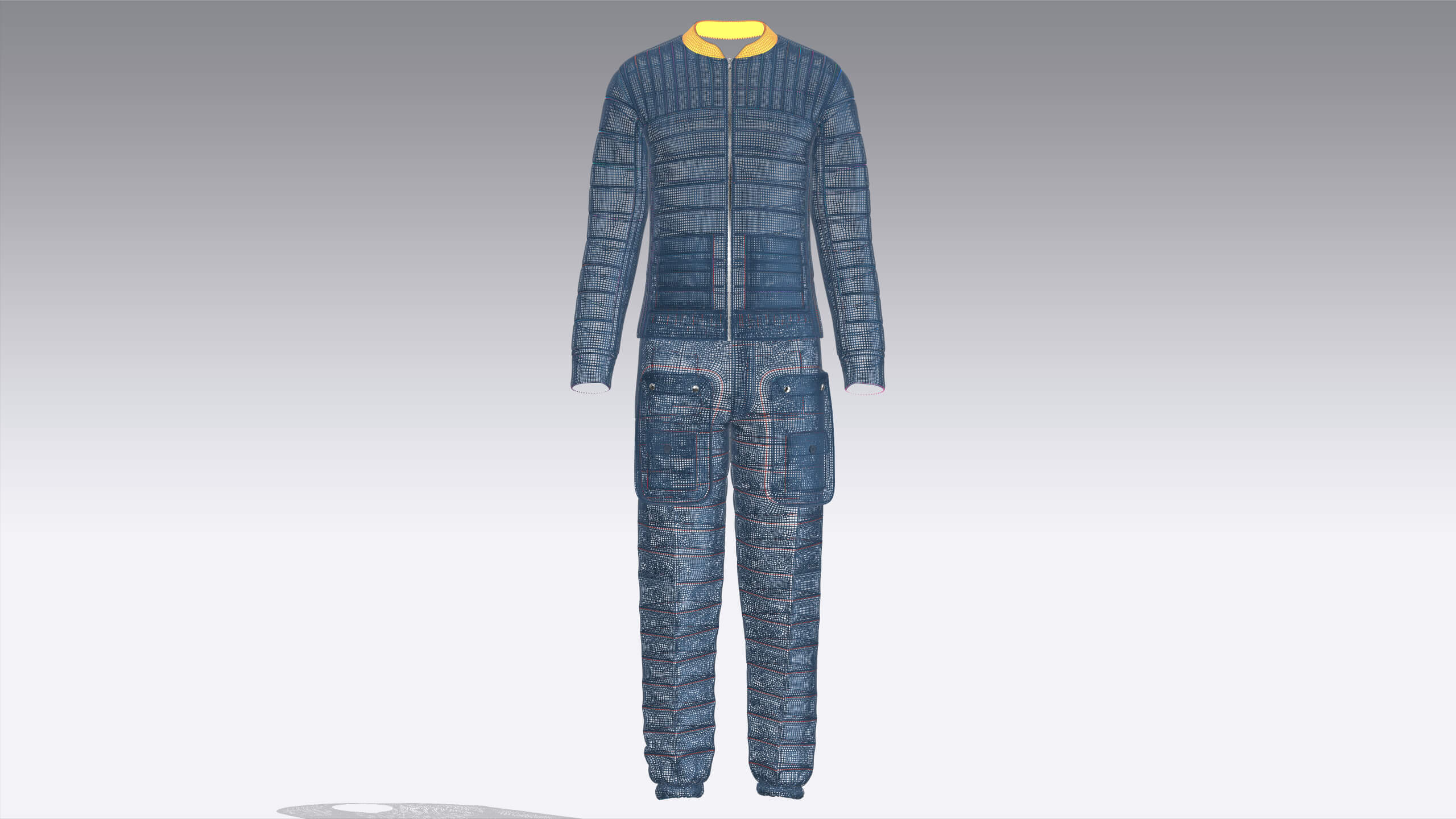 Men Puffer Jacket with Pocket Pant Outfit 3D Model