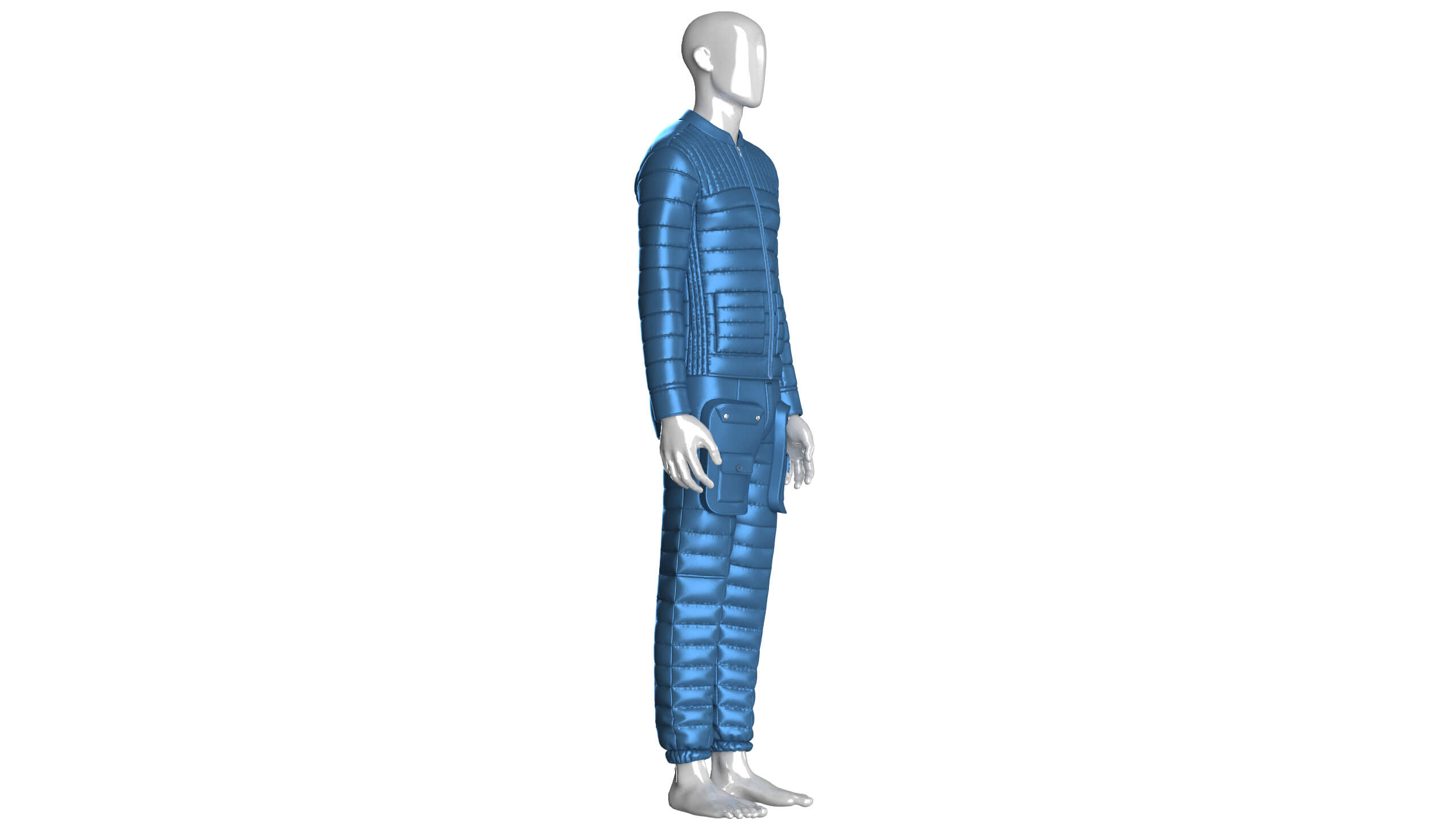 Men Puffer Jacket with Pocket Pant Outfit 3D Model