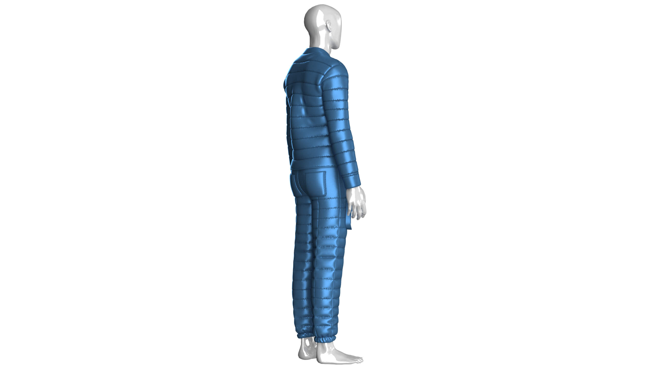 Men Puffer Jacket with Pocket Pant Outfit 3D Model