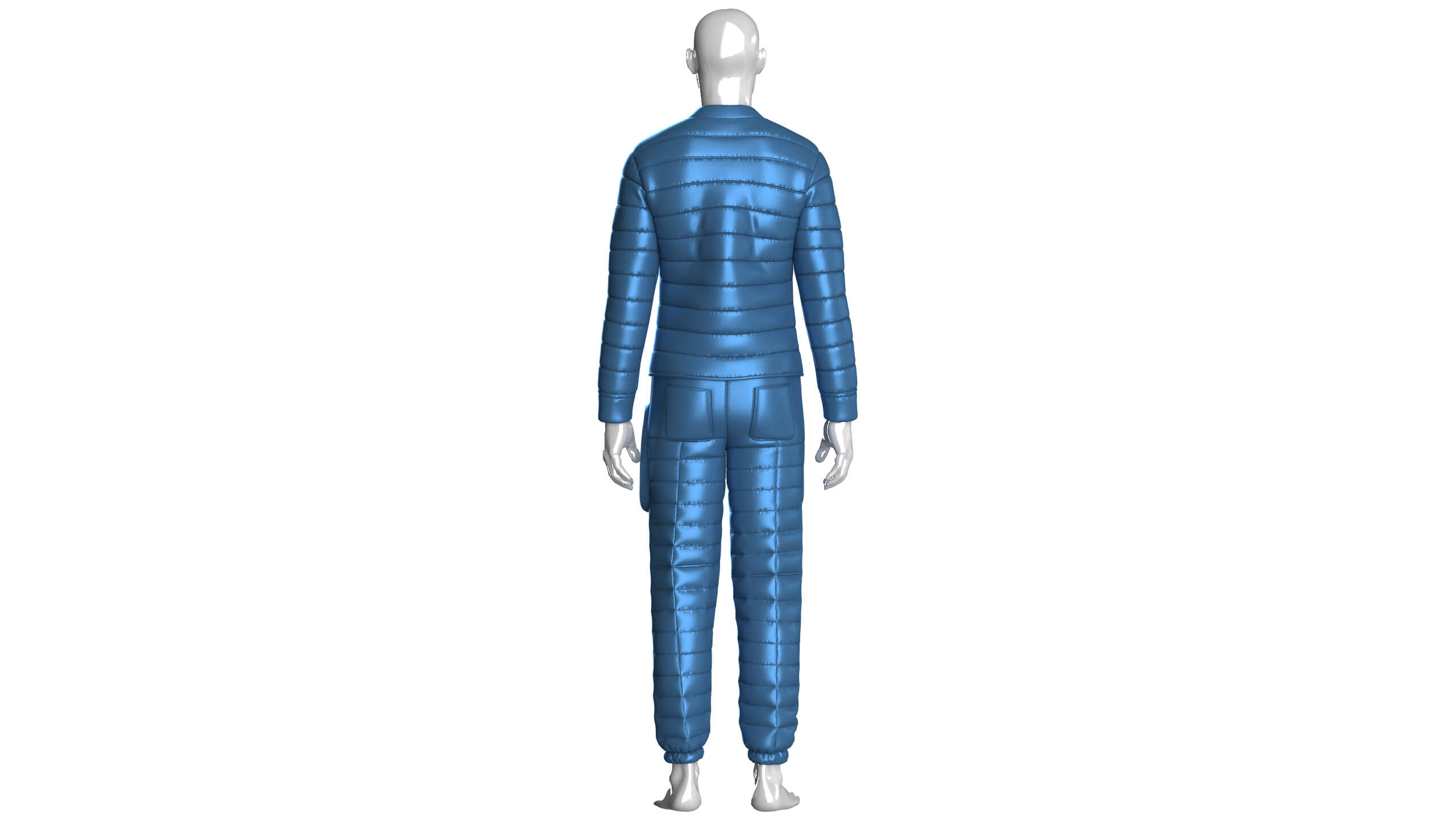 Men Puffer Jacket with Pocket Pant Outfit 3D Model