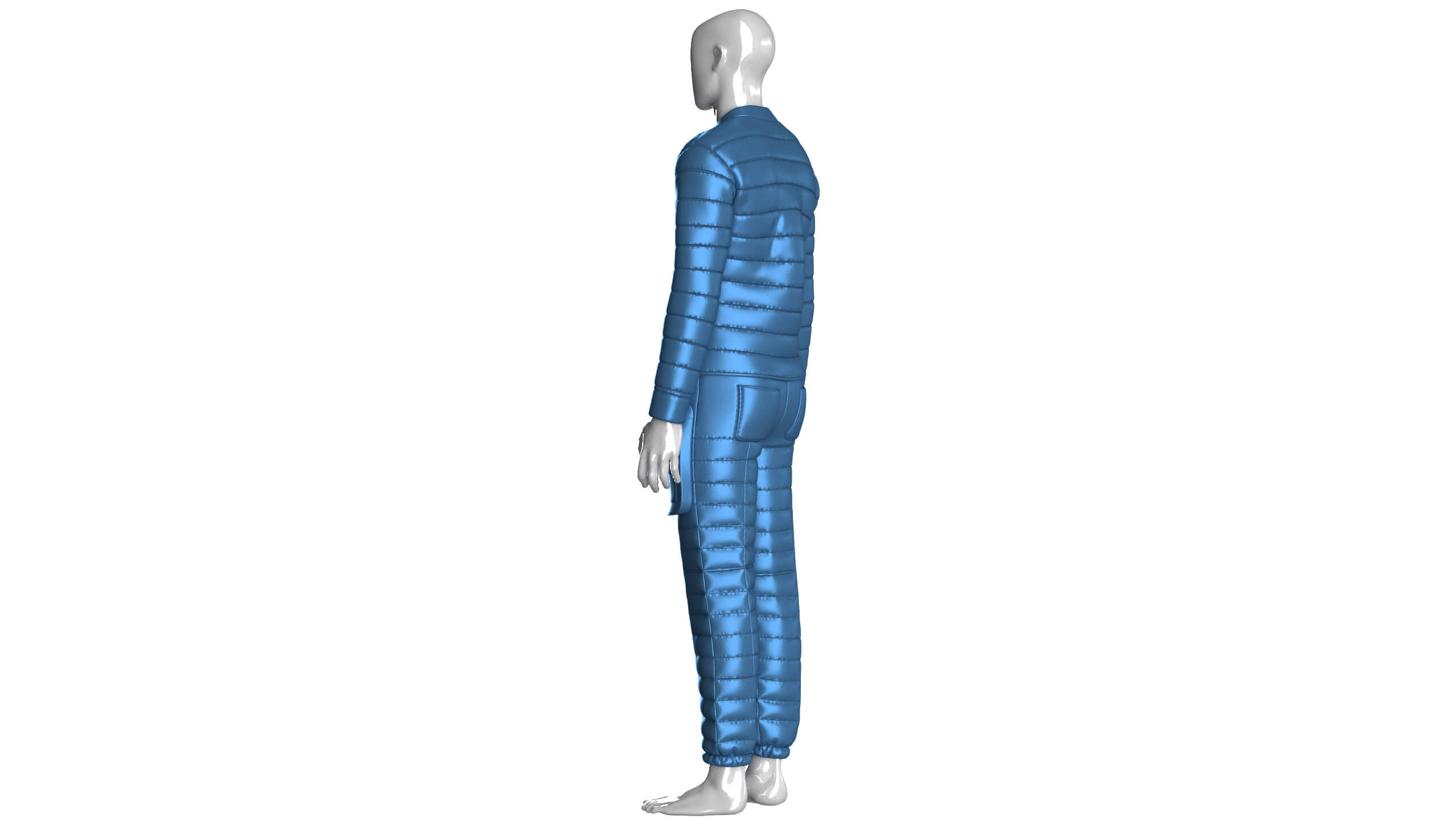 Men Puffer Jacket with Pocket Pant Outfit 3D Model