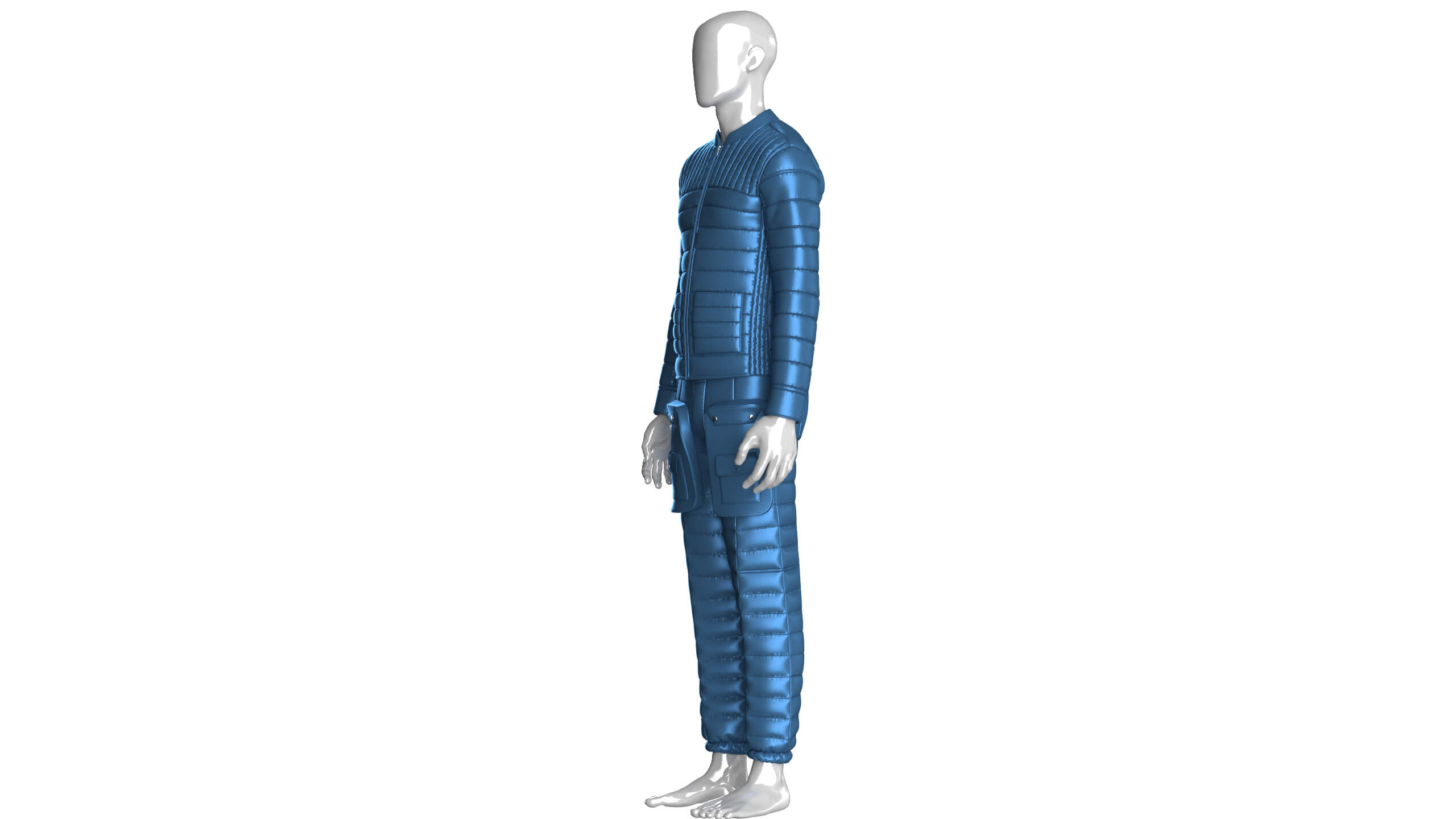 Men Puffer Jacket with Pocket Pant Outfit 3D Model