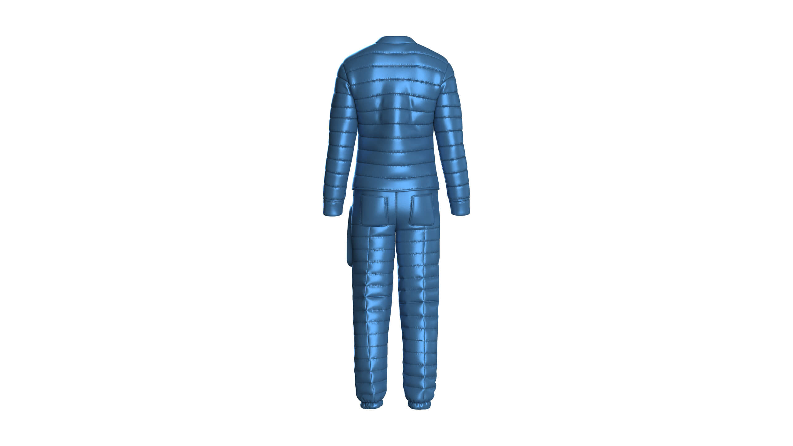 Men Puffer Jacket with Pocket Pant Outfit 3D Model