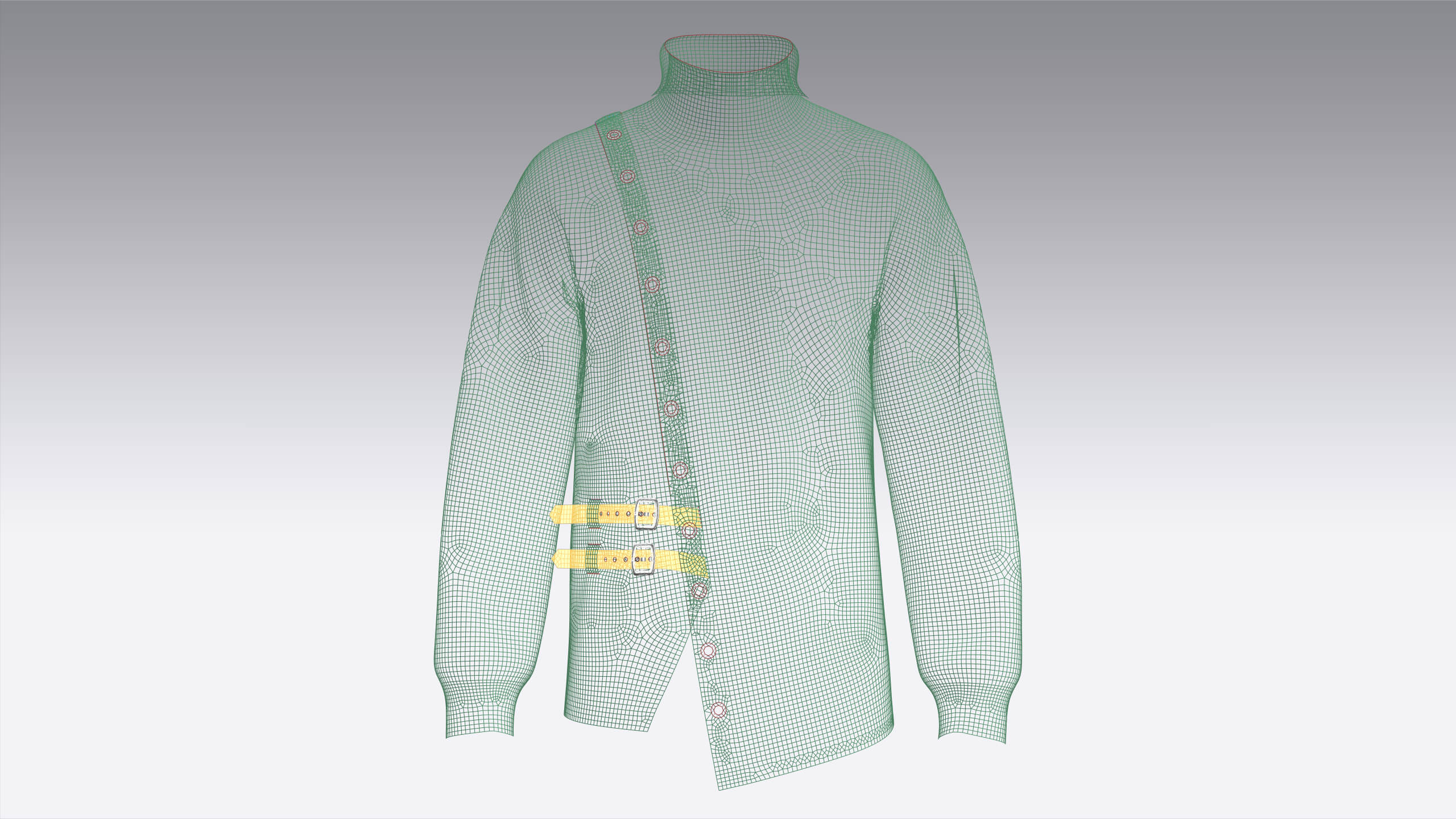 Men Ribbed Knit Sweater with Buckle 3D Model