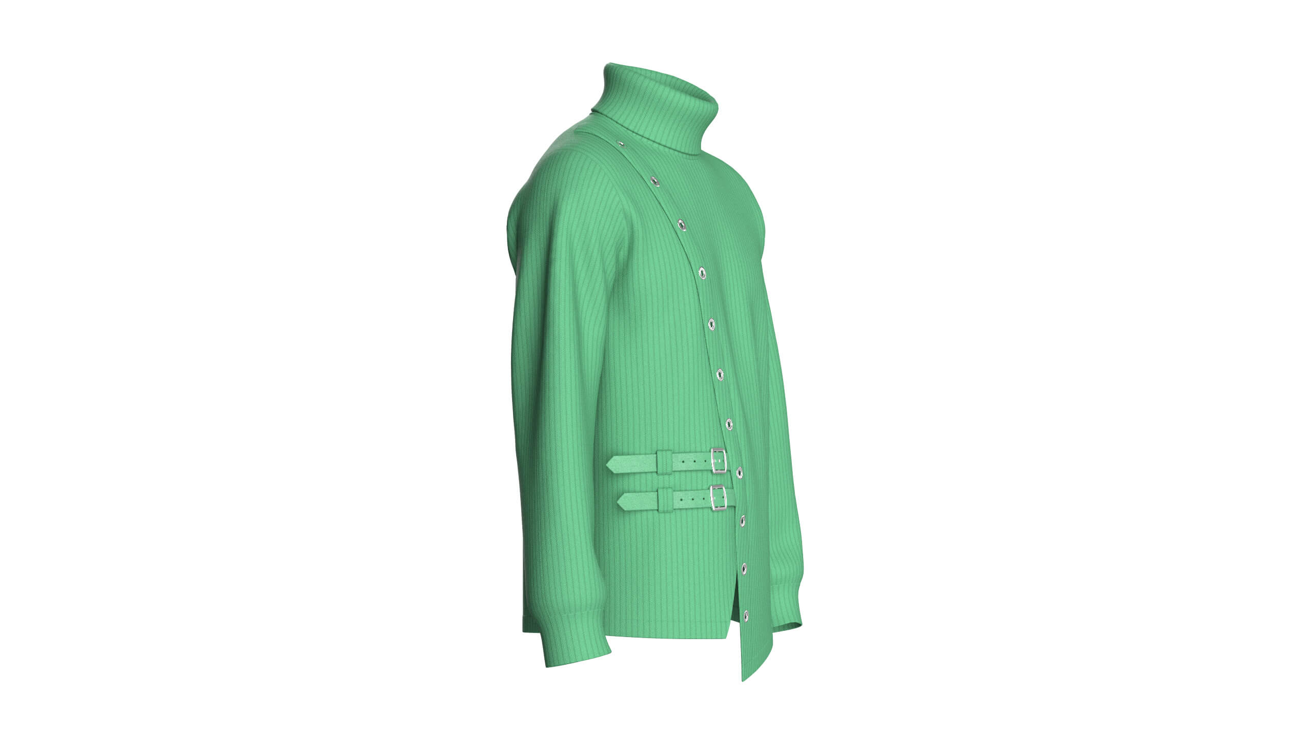 Men Ribbed Knit Sweater with Buckle 3D Model