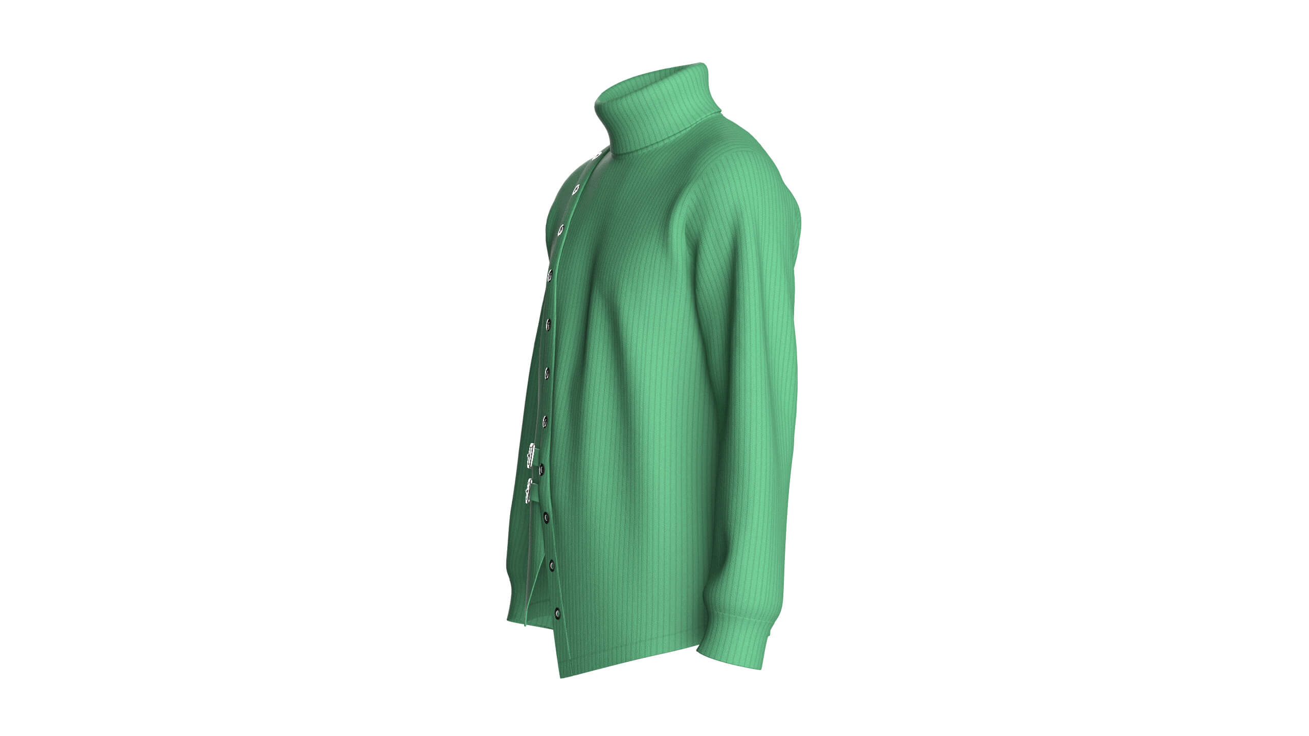 Men Ribbed Knit Sweater with Buckle 3D Model