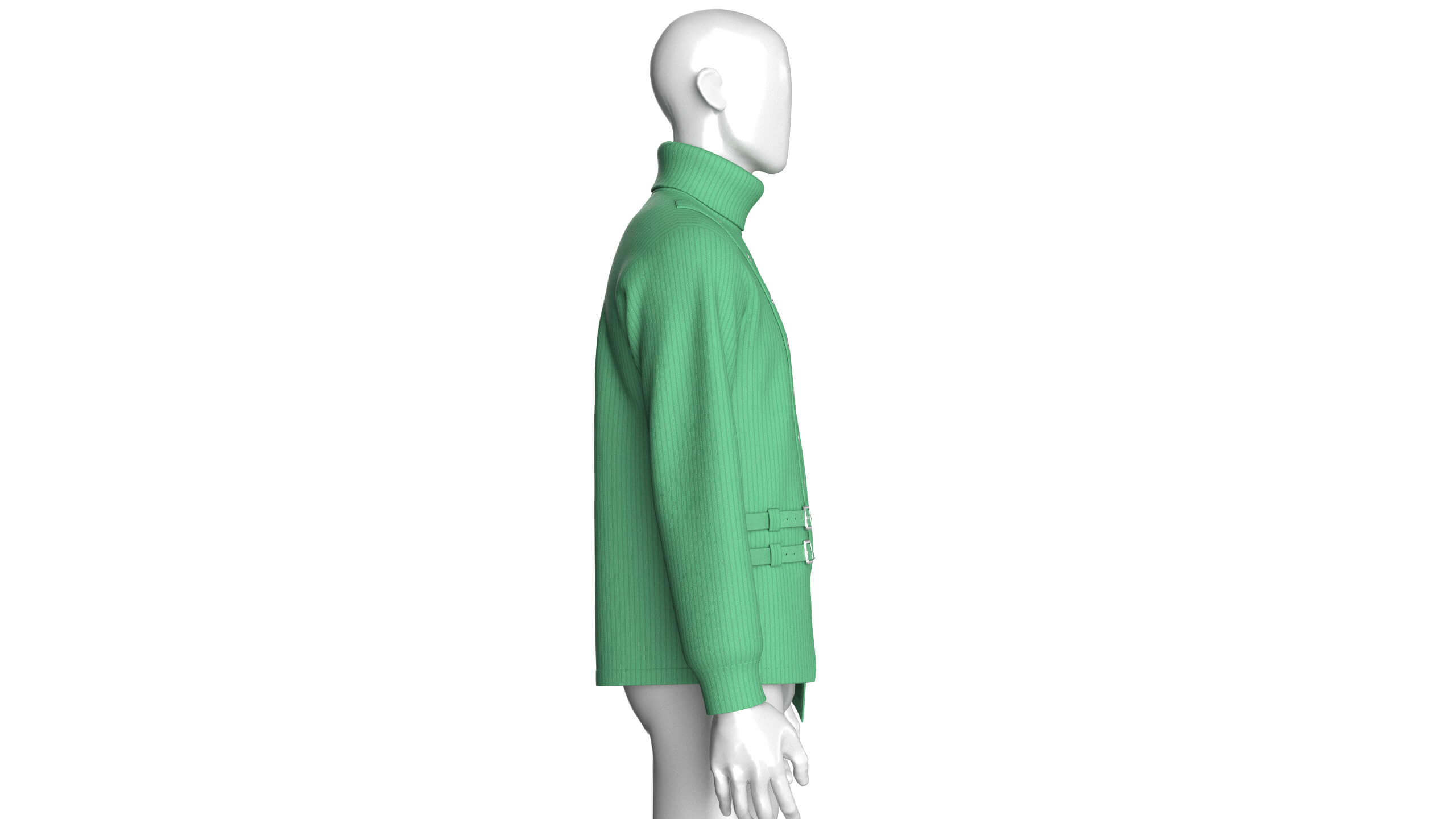 Men Ribbed Knit Sweater with Buckle 3D Model