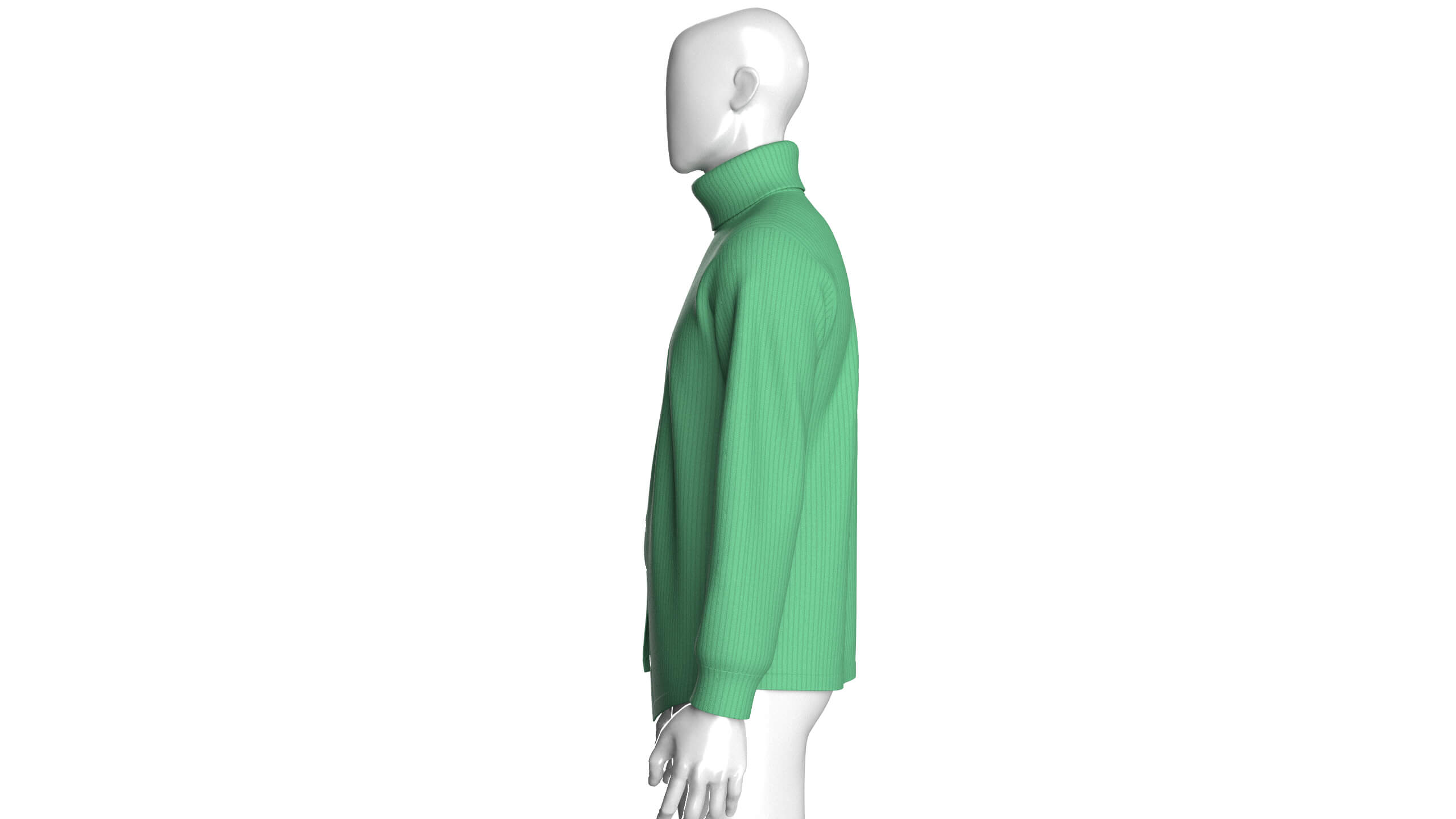 Men Ribbed Knit Sweater with Buckle 3D Model