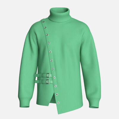 Men Ribbed Knit Sweater with Buckle