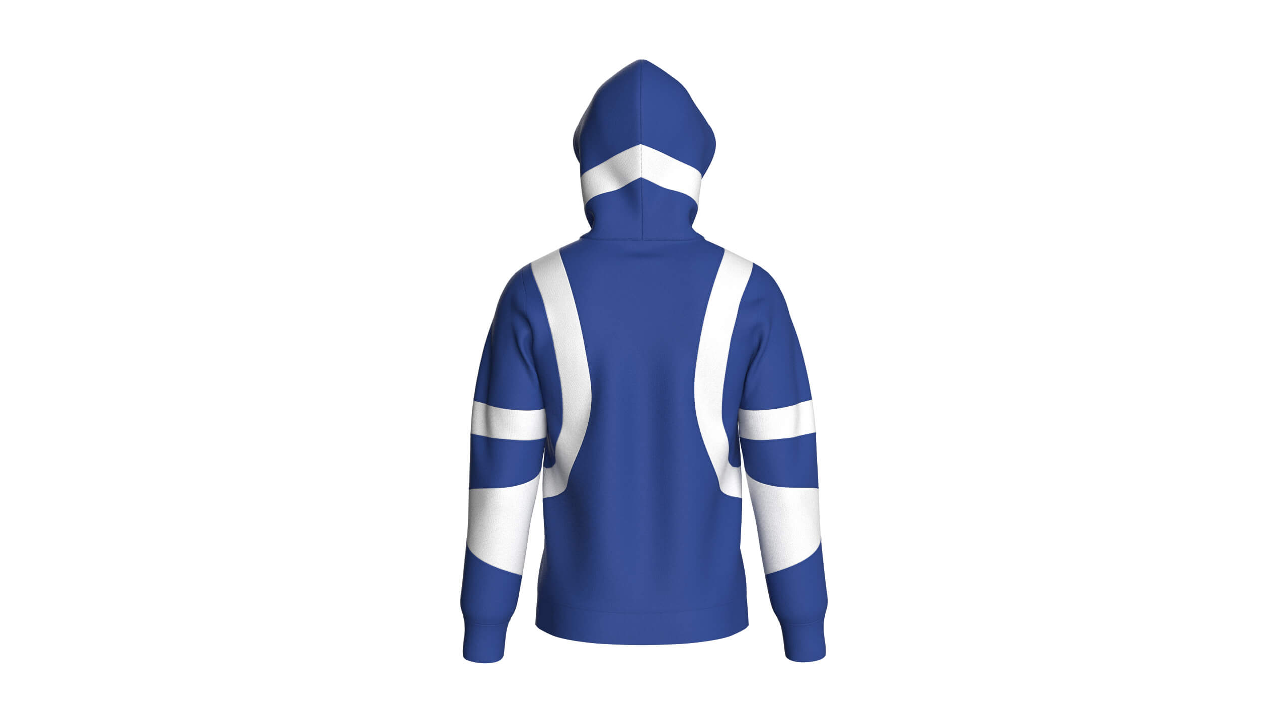 Men Royal Blue and White Half-Zip Hoodie 3D Model
