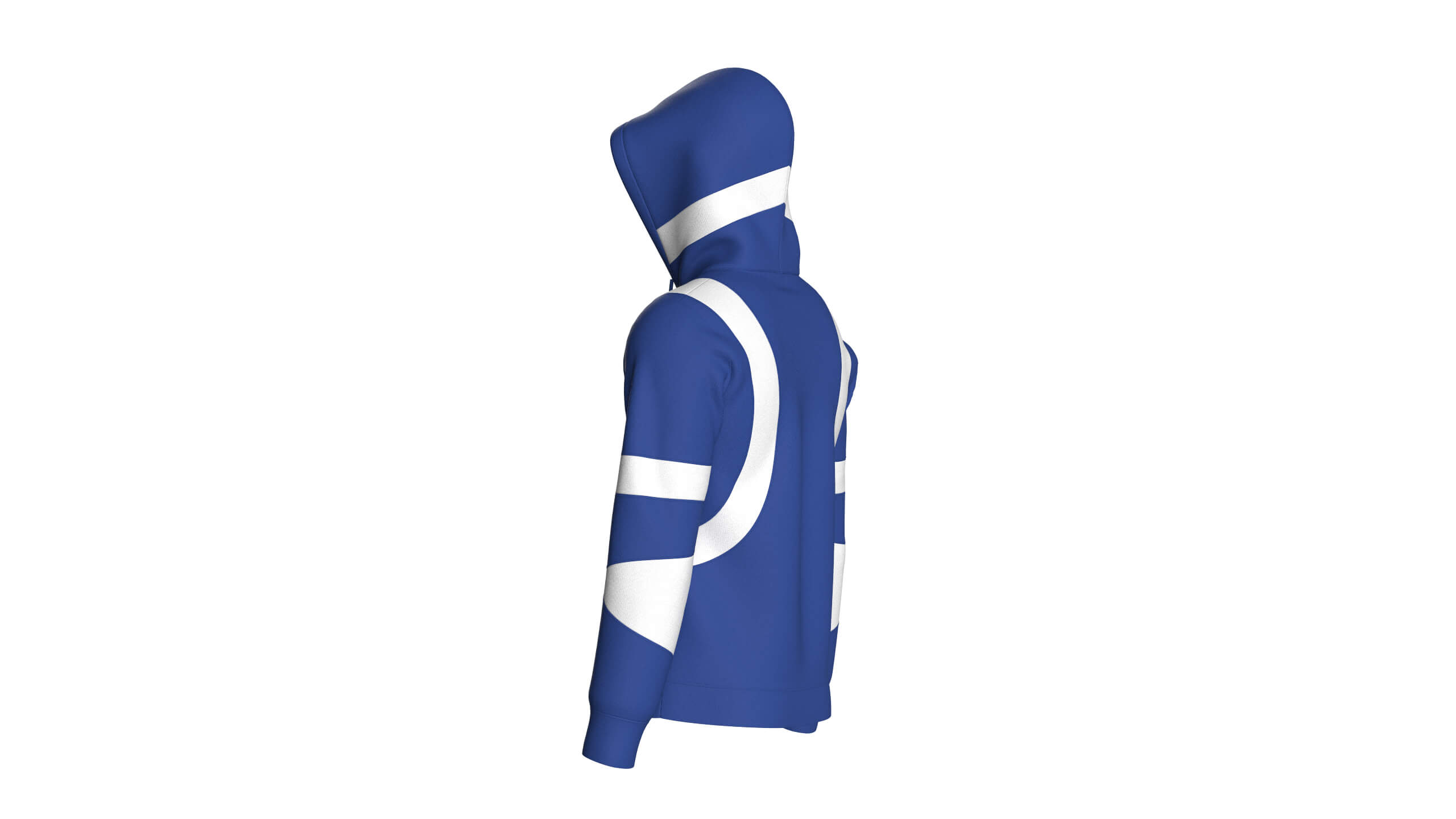Men Royal Blue and White Half-Zip Hoodie 3D Model