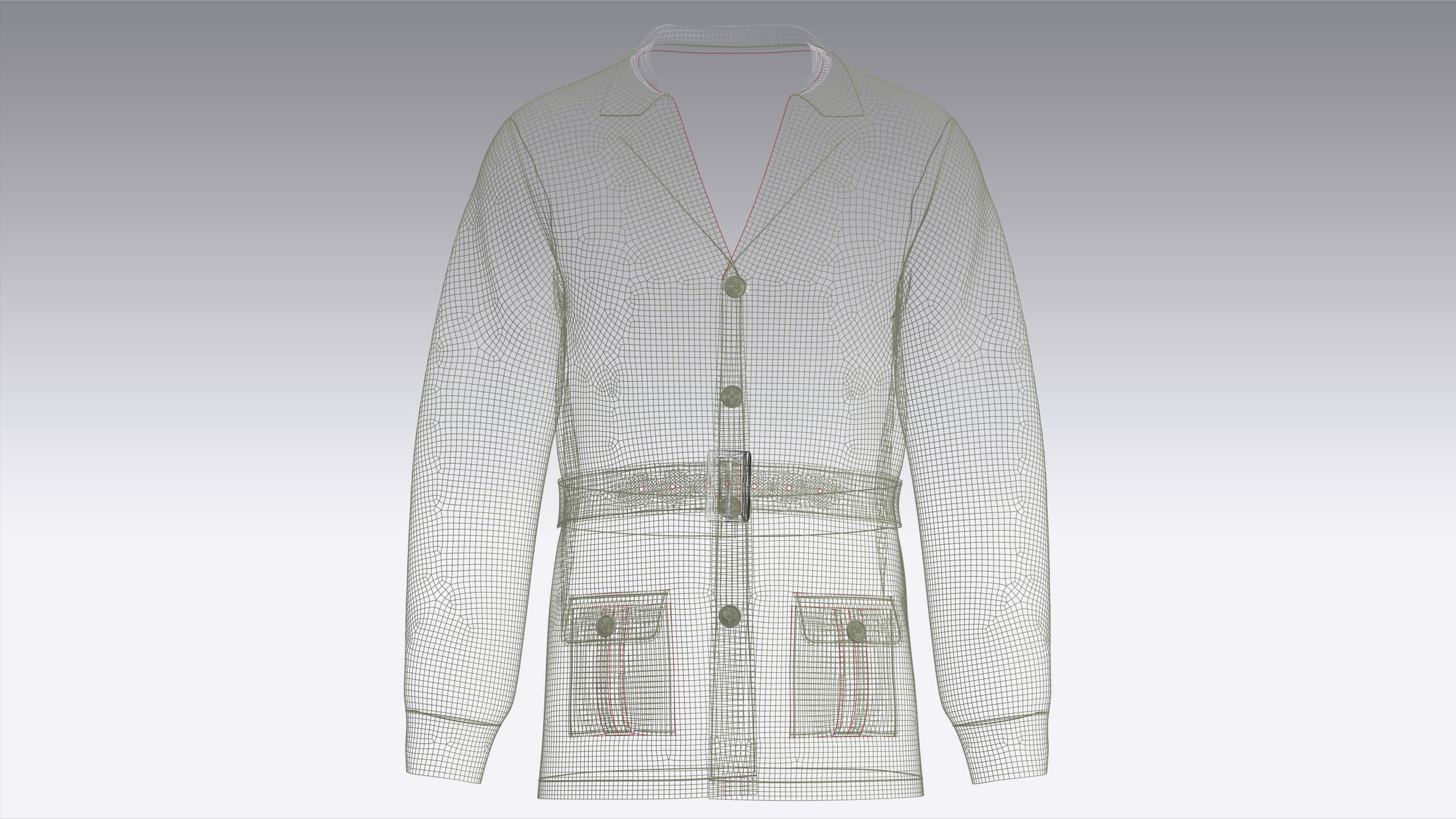Mens Belted Blazer Jacket 3D Model