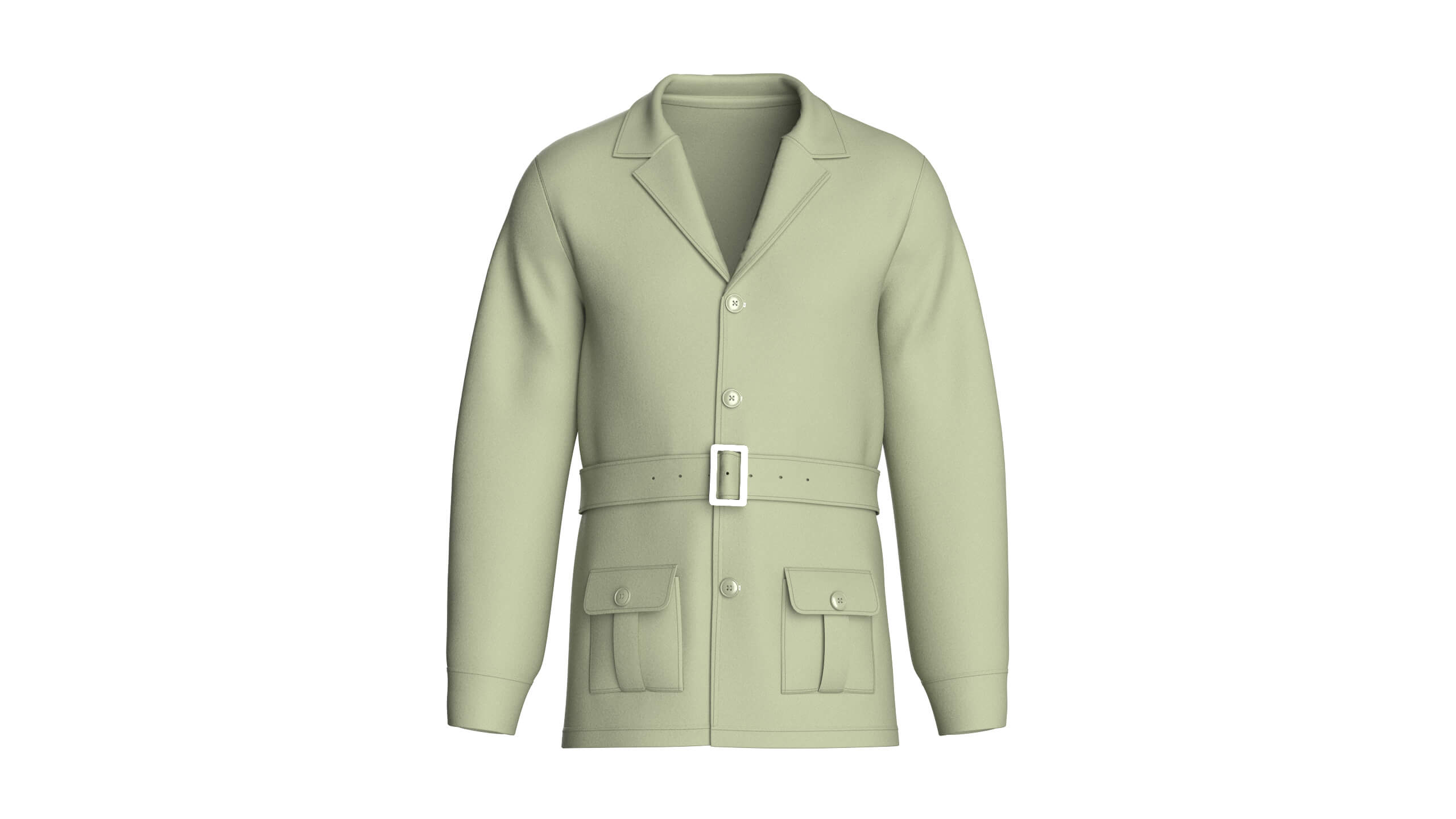 Mens Belted Blazer Jacket 3D Model