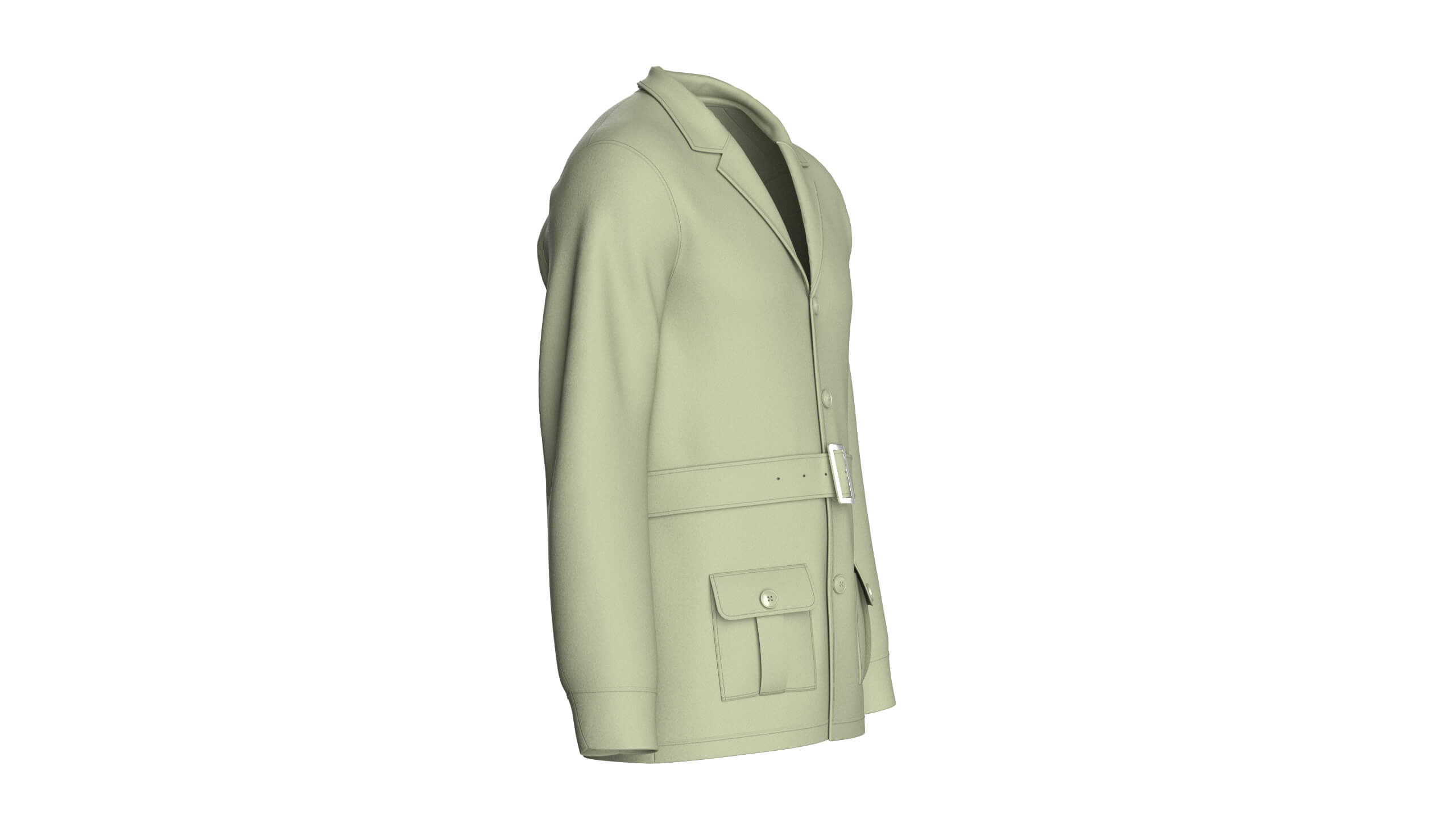 Mens Belted Blazer Jacket 3D Model
