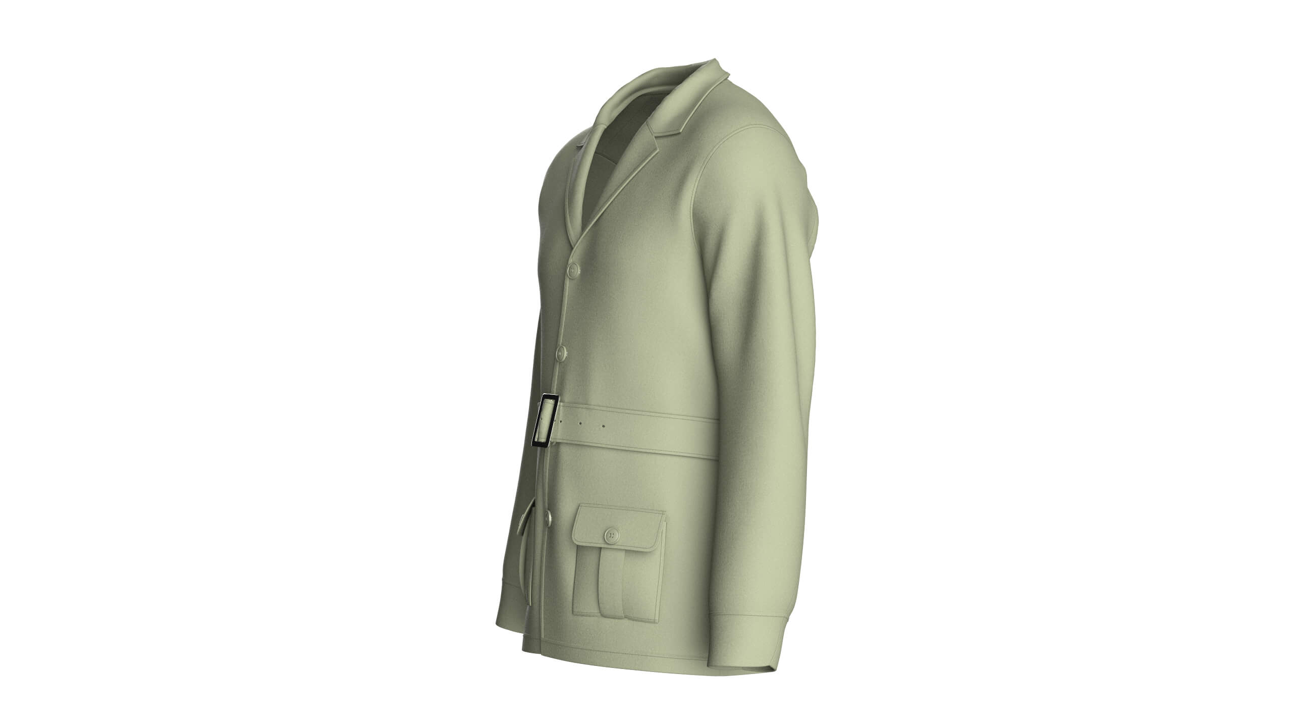 Mens Belted Blazer Jacket 3D Model