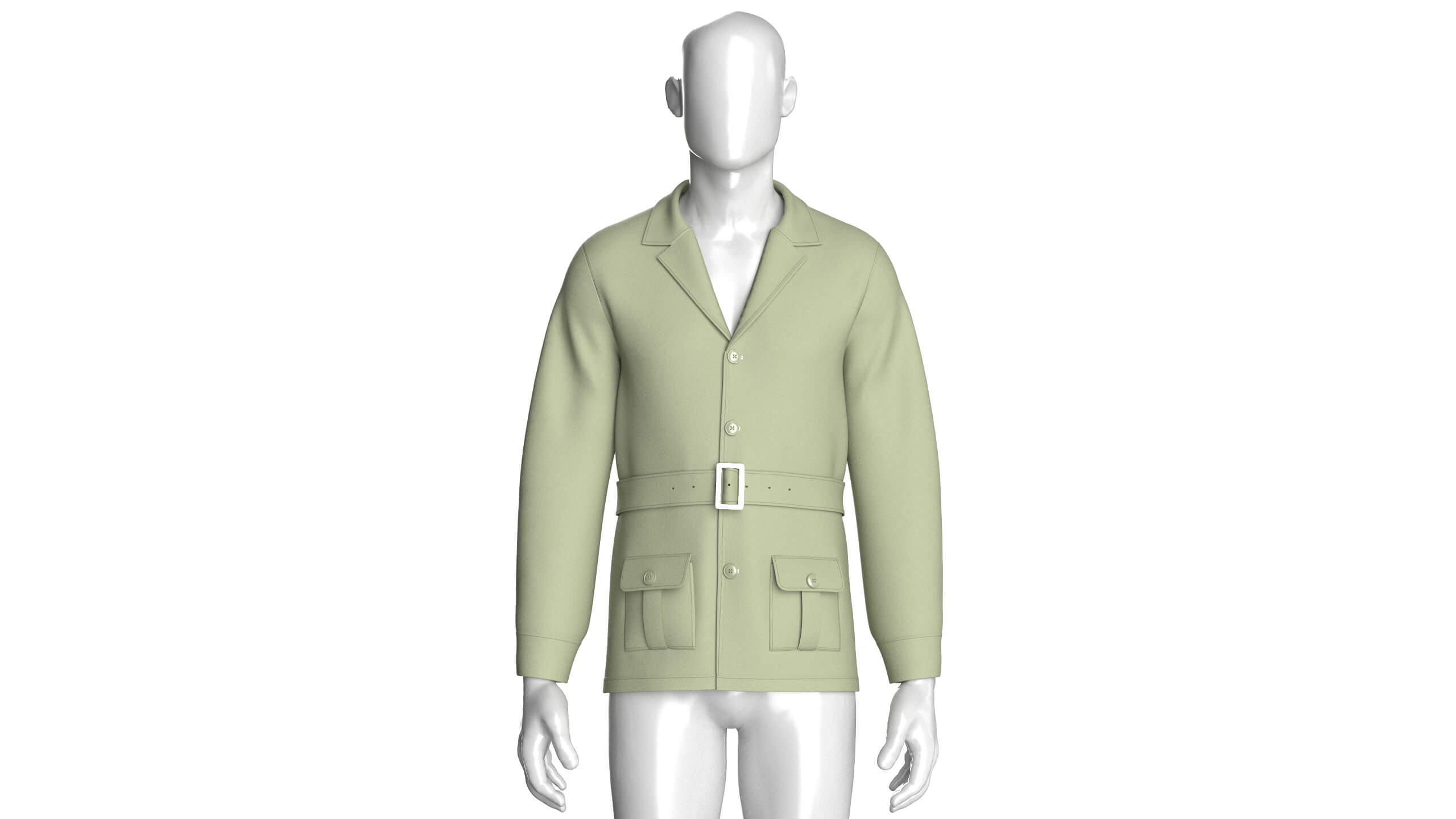 Mens Belted Blazer Jacket 3D Model