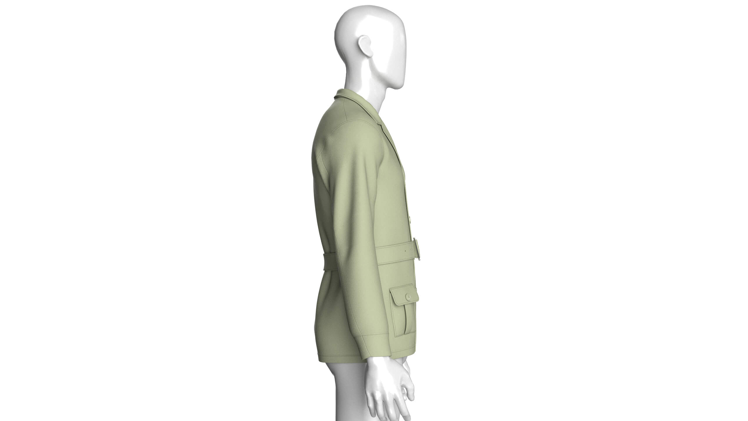 Mens Belted Blazer Jacket 3D Model