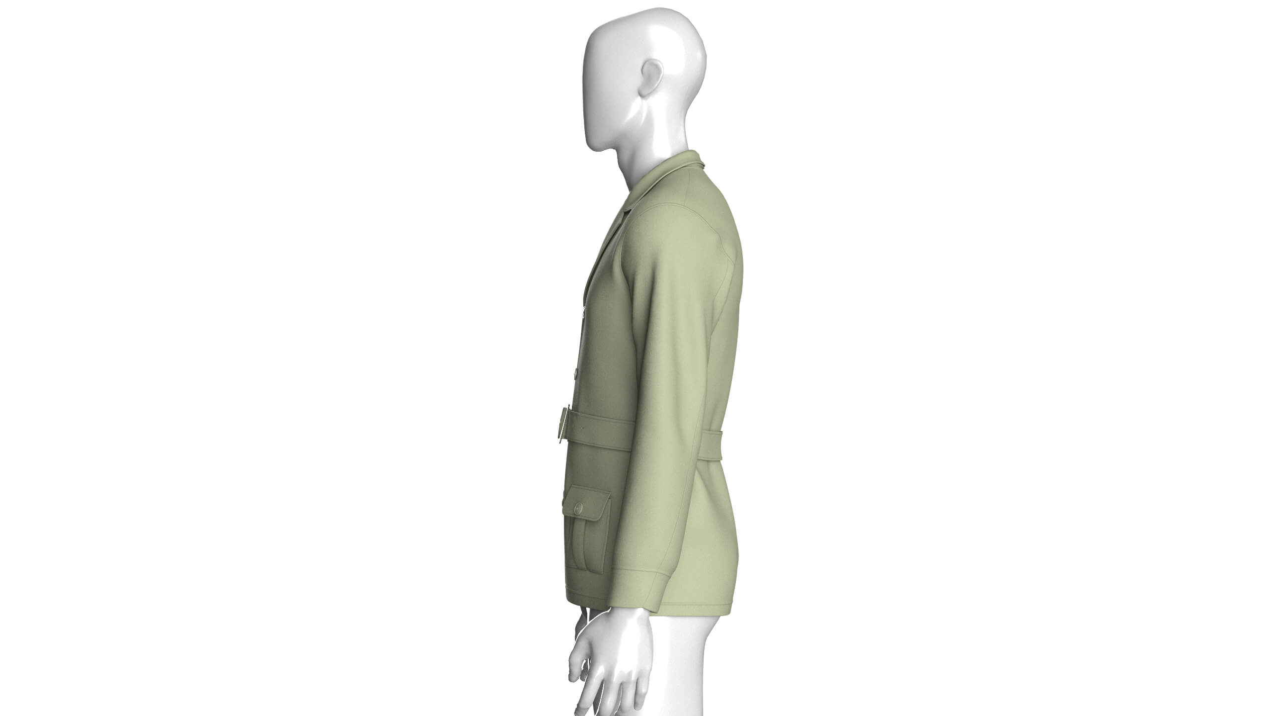 Mens Belted Blazer Jacket 3D Model