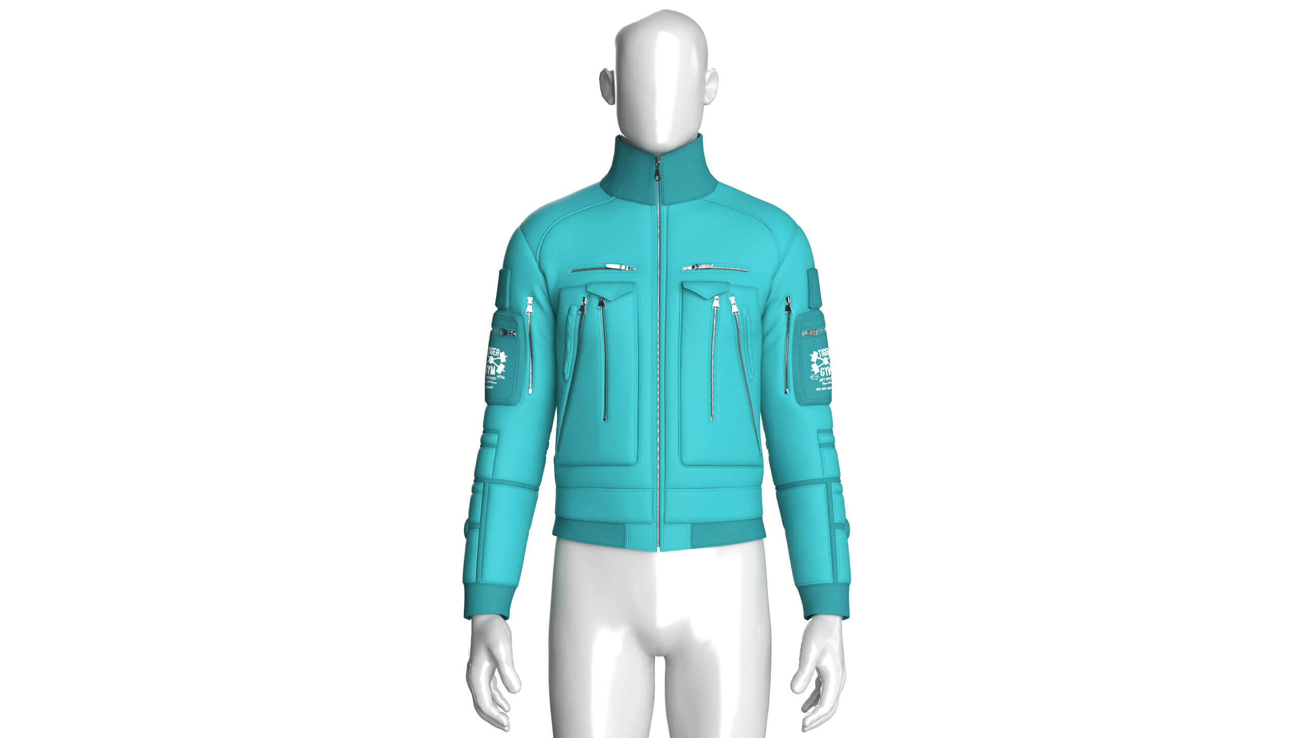 Men&039s Bomber Multi-Zip Pocket Utility Jacket 3D Model