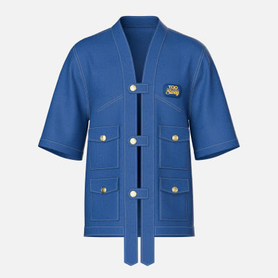 Men's Denim Kimono Short Sleeve Utility Shirt