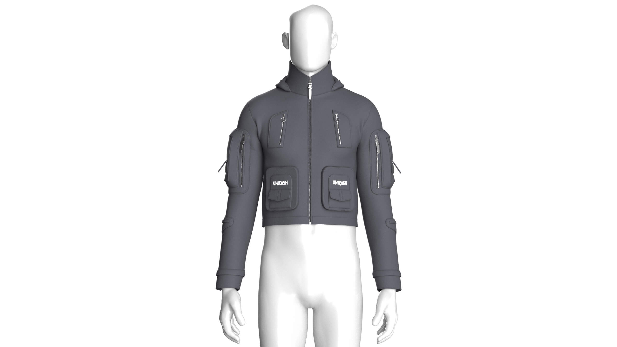 Men&rsquos Full-Zip Tactical Crop Jacket 3D Model