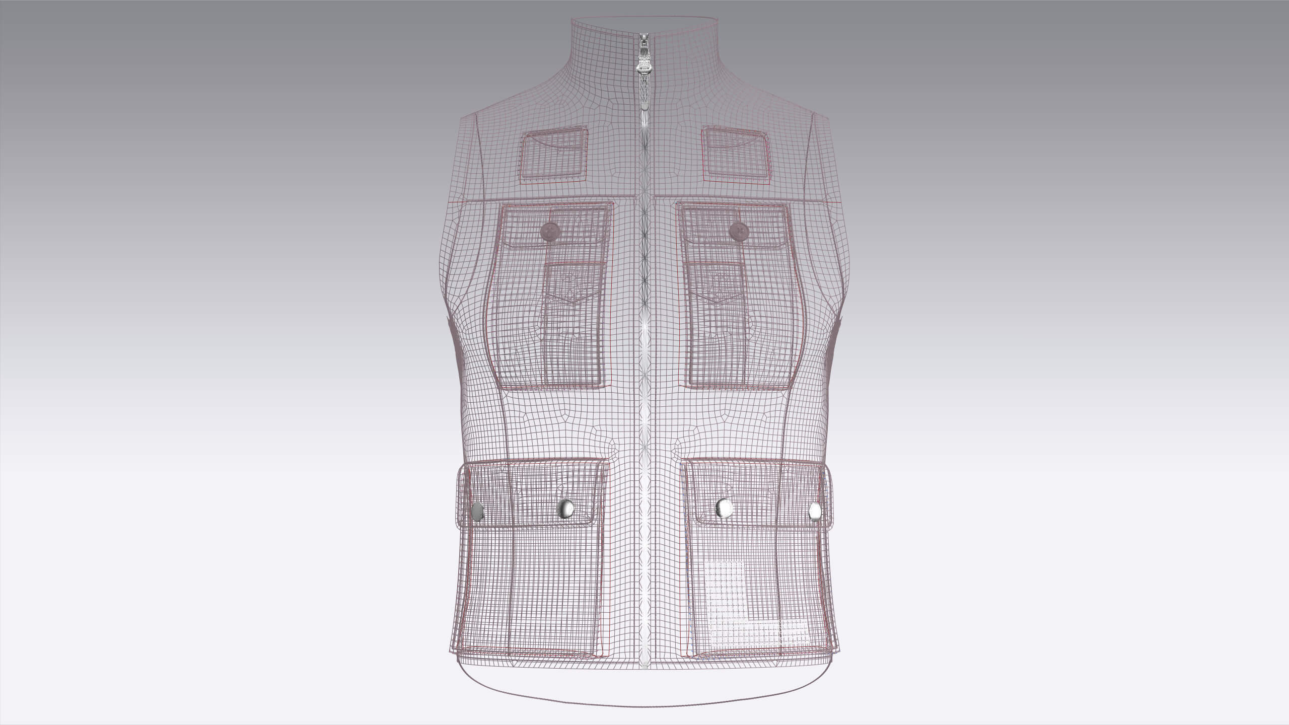 Mens Full-Zip Tactical Utility Vest 3D Model