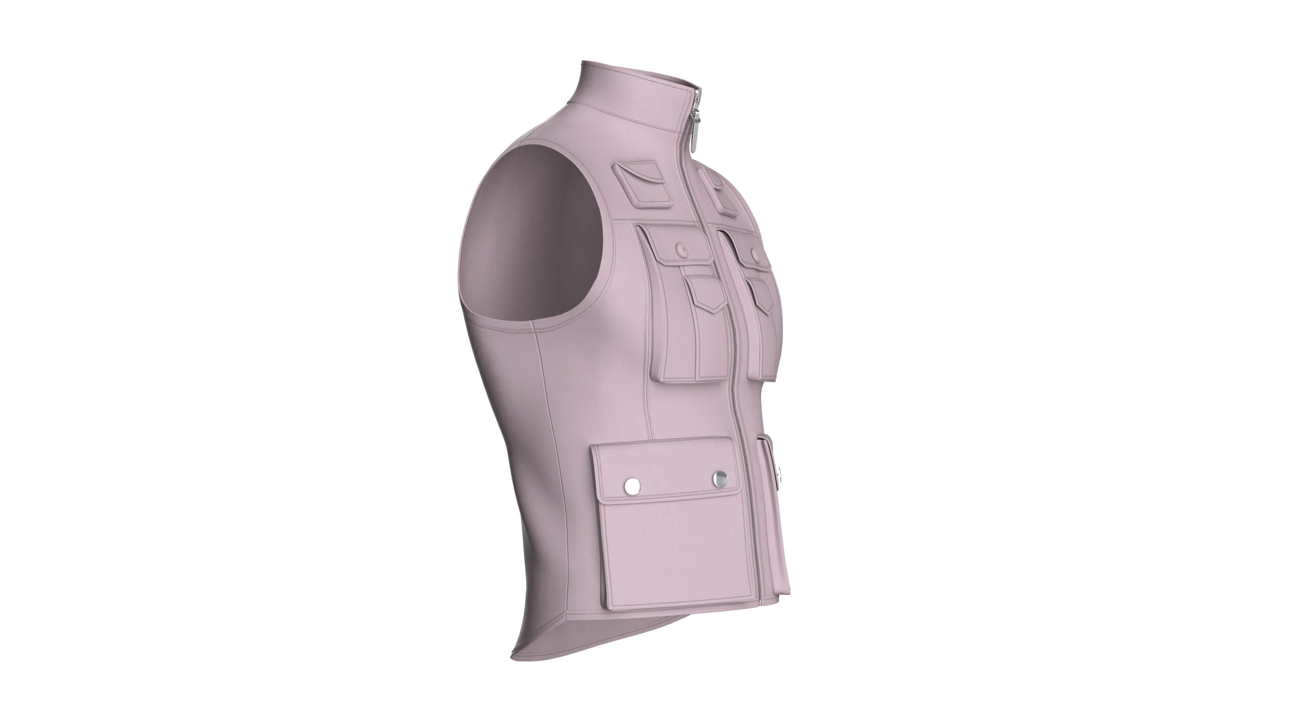 Mens Full-Zip Tactical Utility Vest 3D Model
