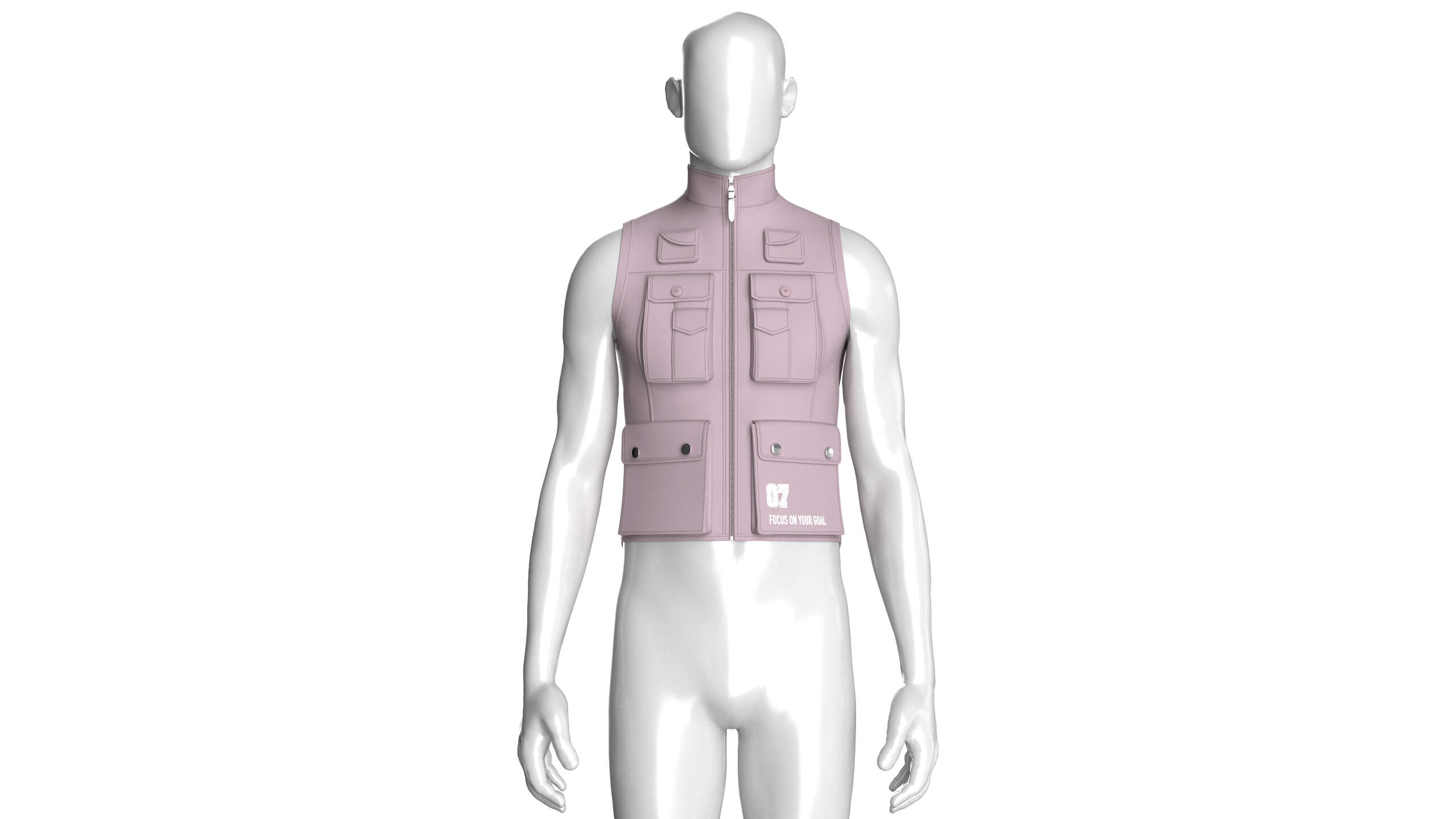 Mens Full-Zip Tactical Utility Vest 3D Model